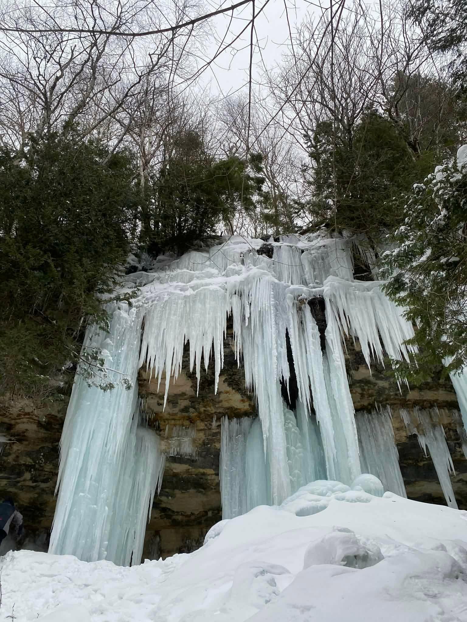 Ice curtains ice climbing area