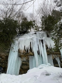 Ice curtains ice climbing area