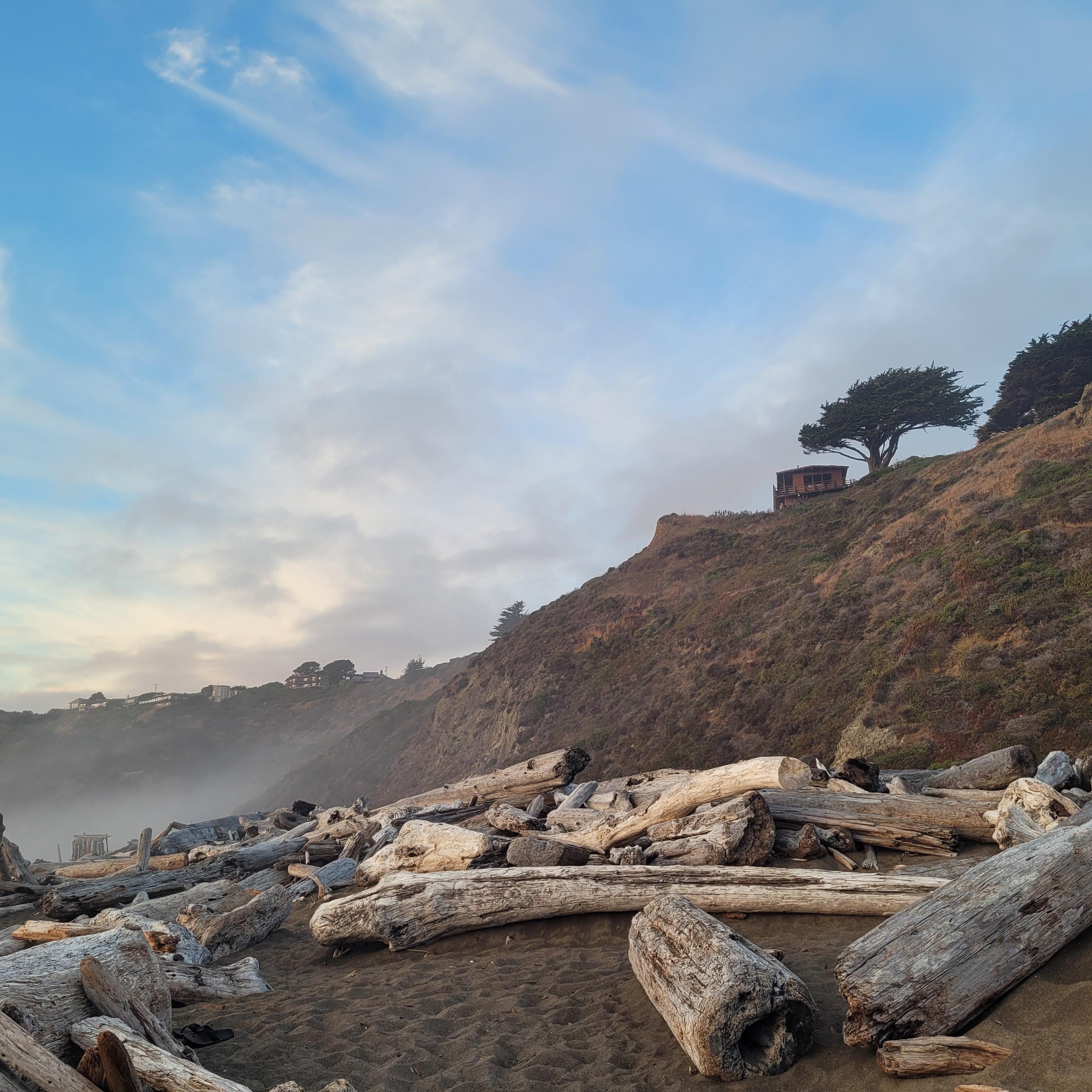 The house on the hill from the beach!