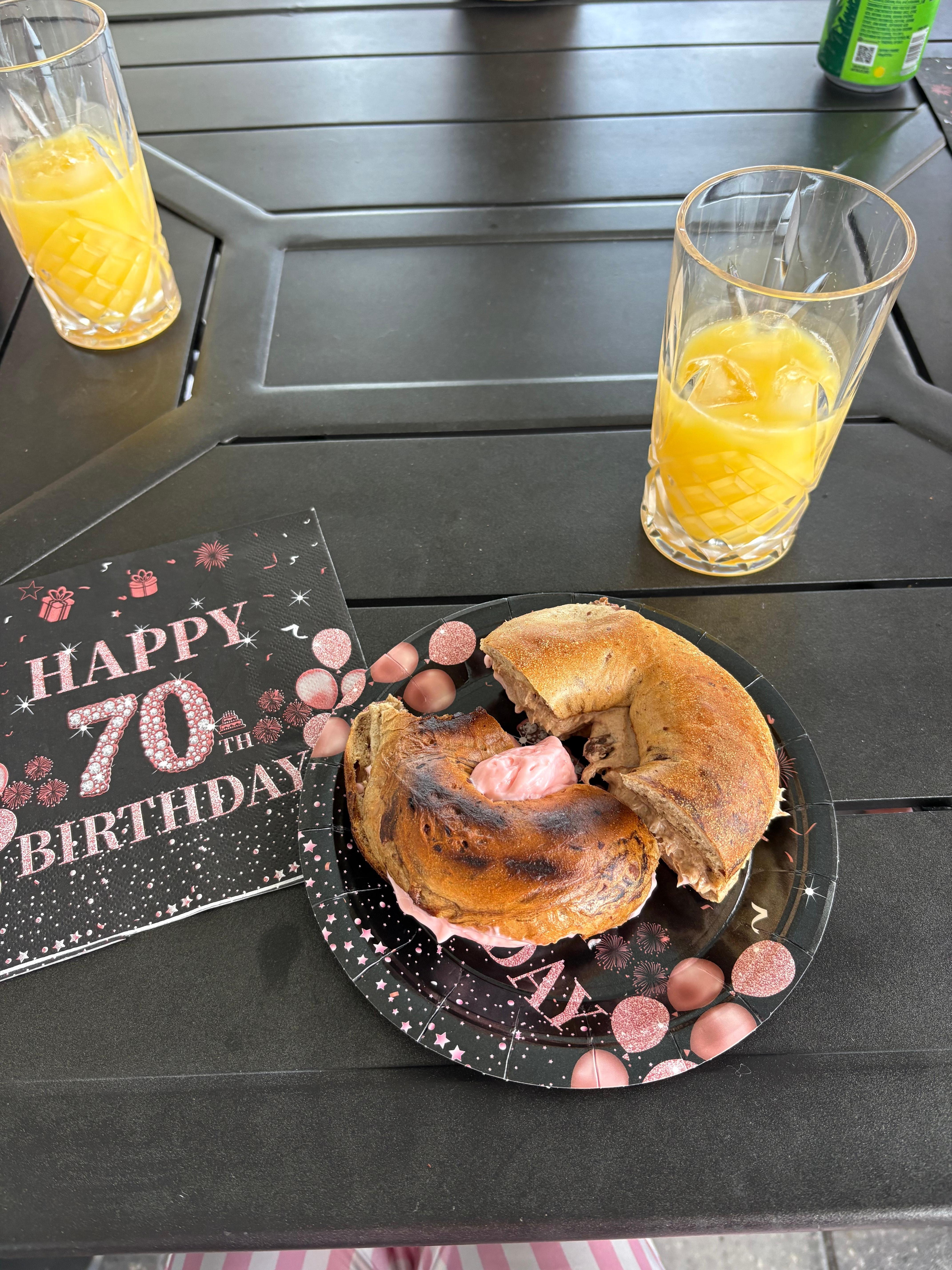 Bagel Birthday Breakfast in the lanai 