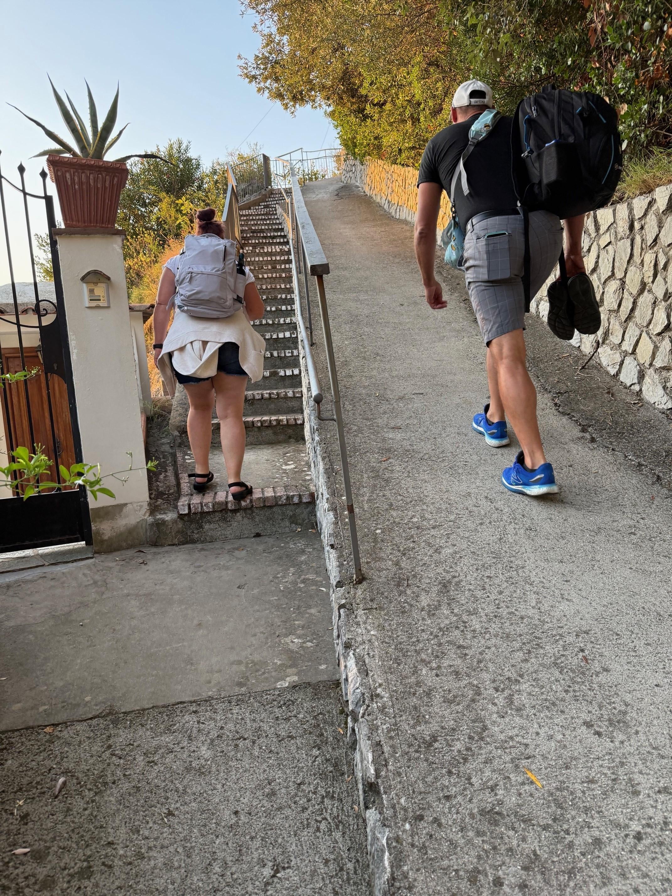 One of the sets of stairs from the house to the car park.