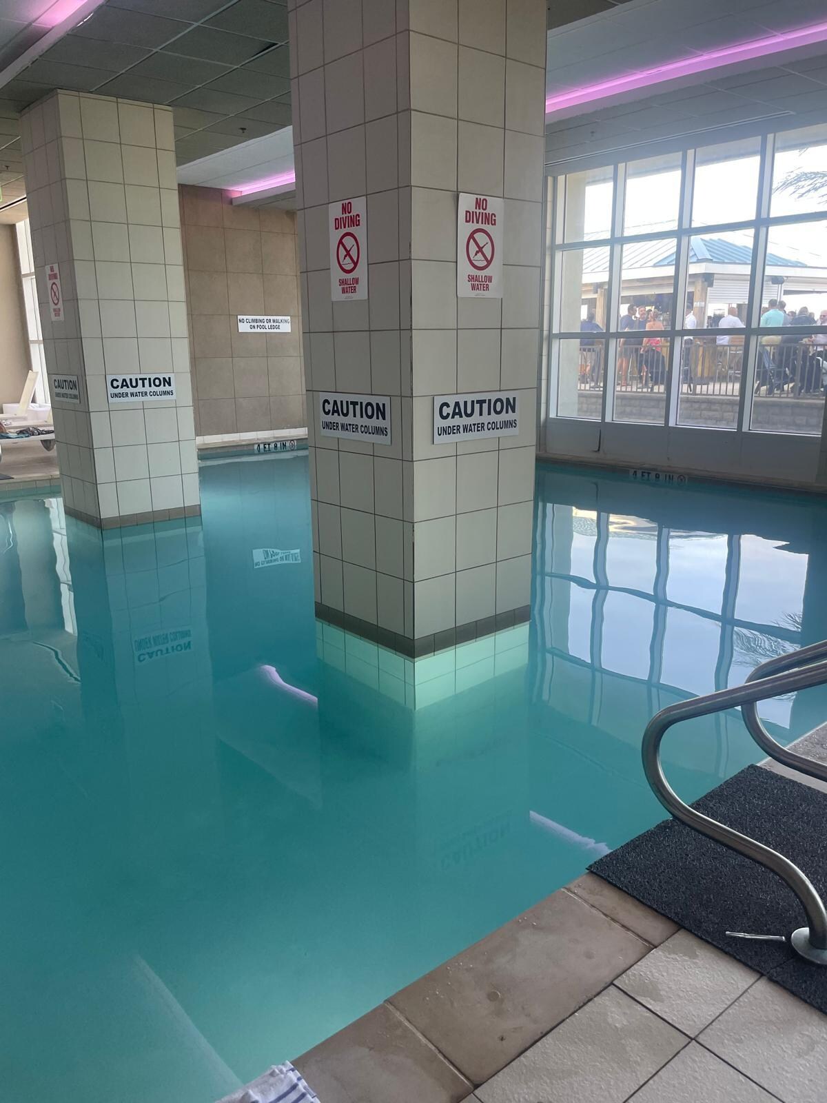 Inside full with a jacuzzi tub is. Extremely hot inside and fairly small.