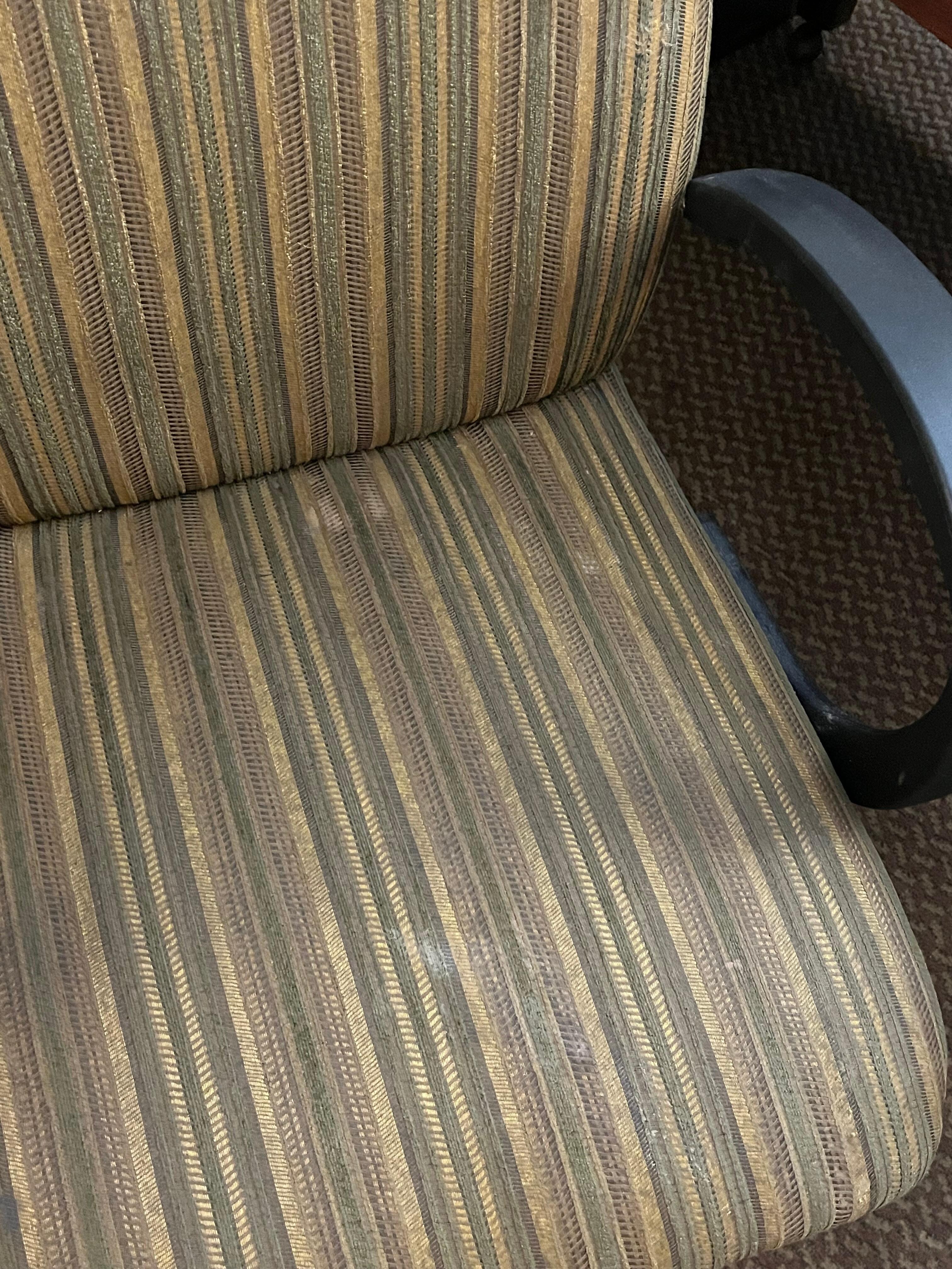 White crusted stains on the chair. 