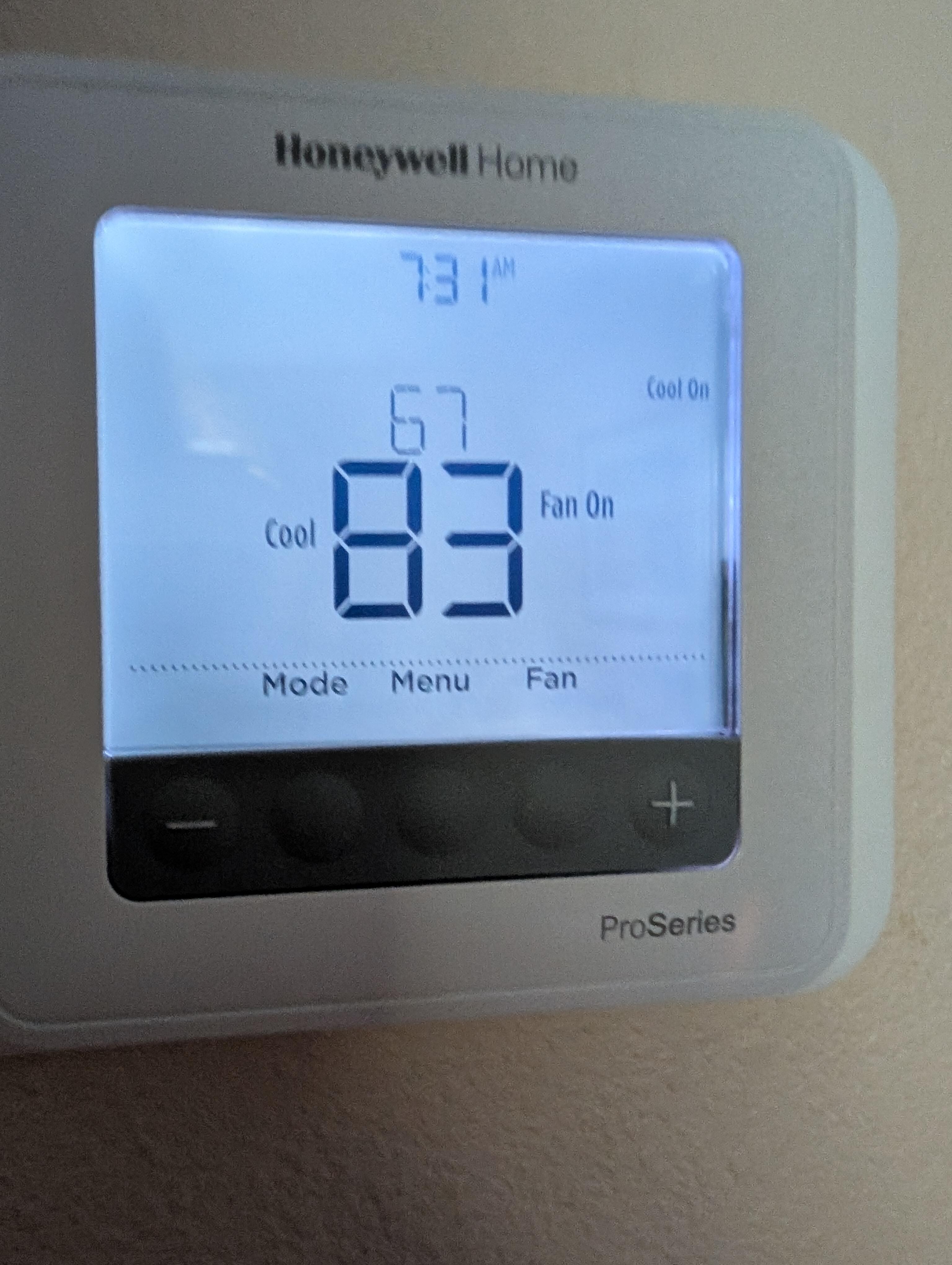 Thermostat photo in our room....As you can see this is awful and unacceptable! Again, DO NOT STAY HERE!