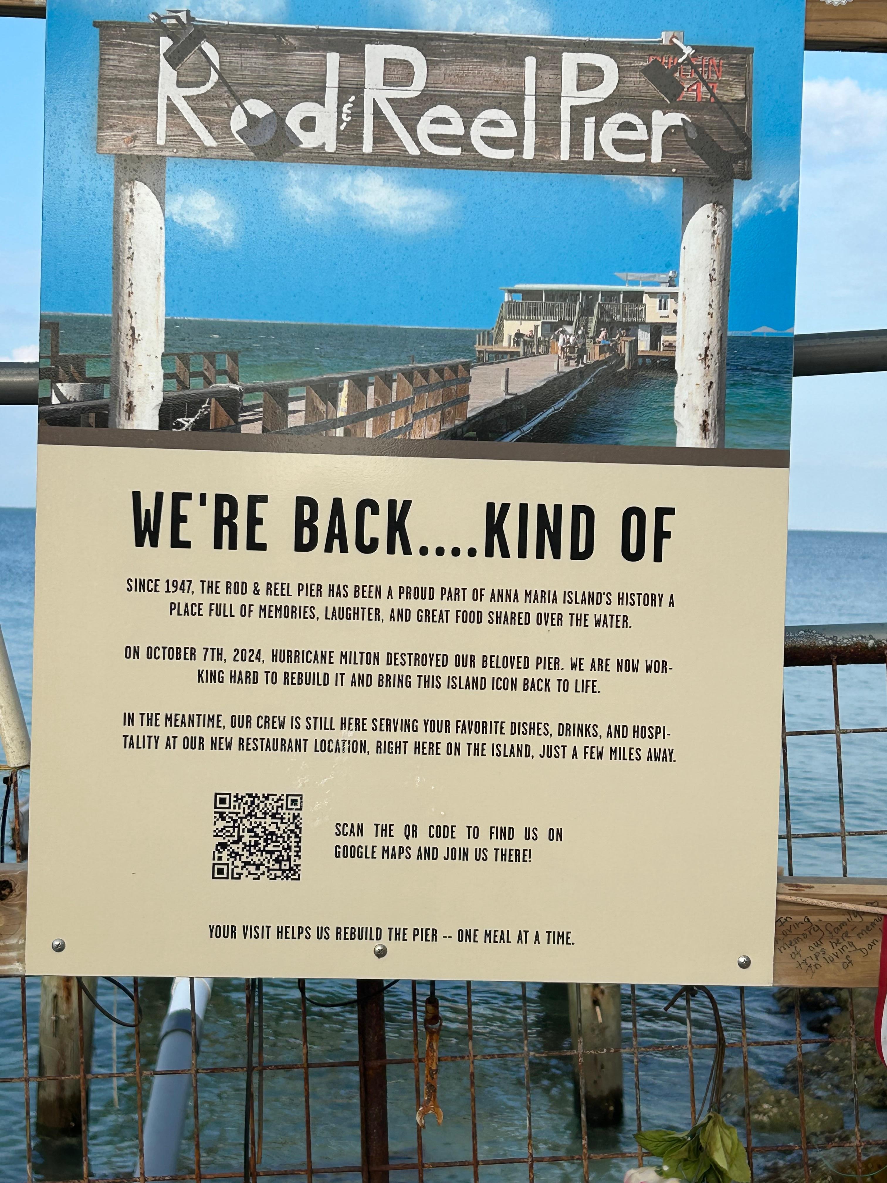 Rod and Reel Pier destroyed by Hurricane Milton but being rebuilt 