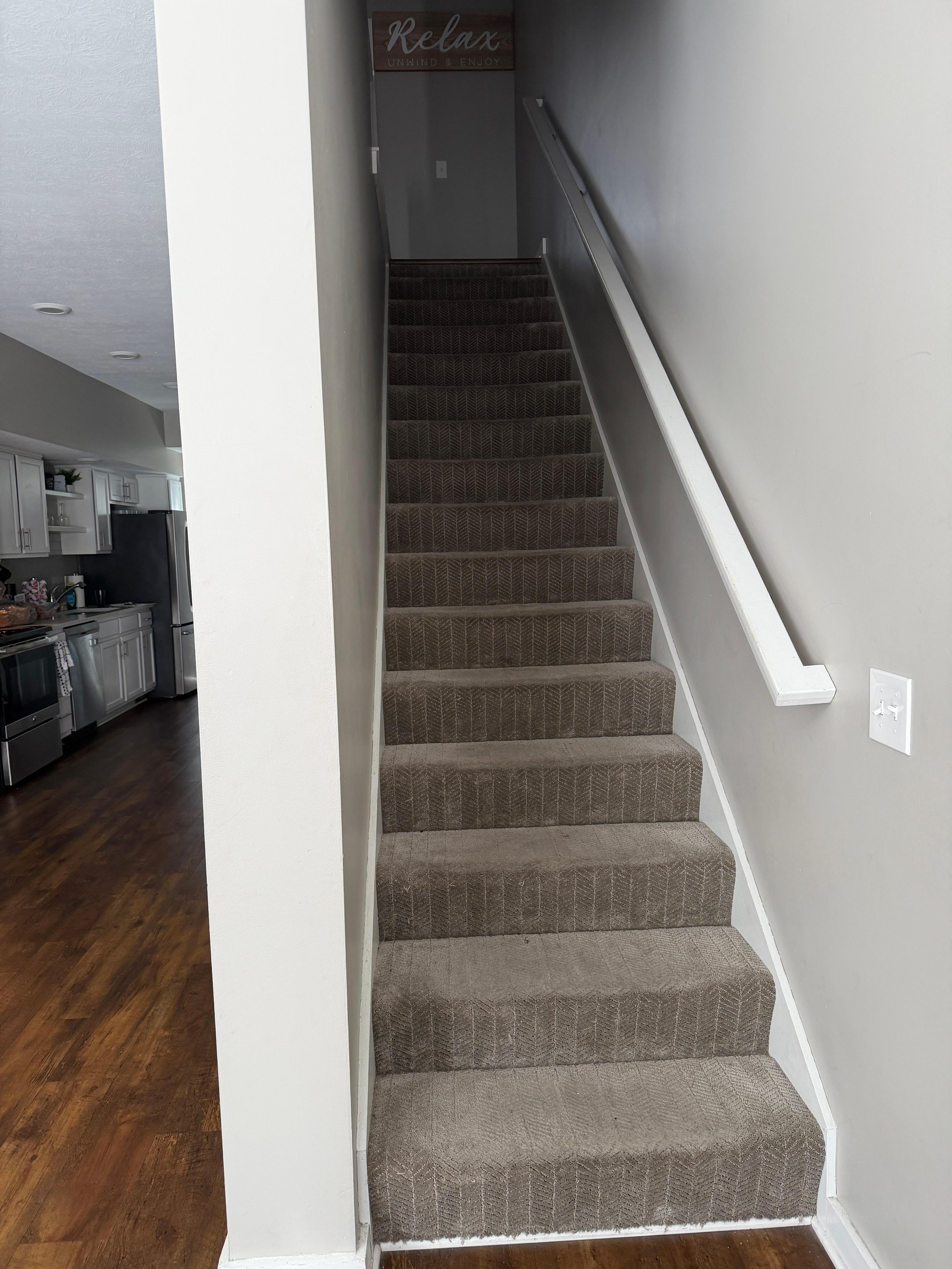 Steps from living room to third floor bedrooms and bathrooms. 15 steps. 