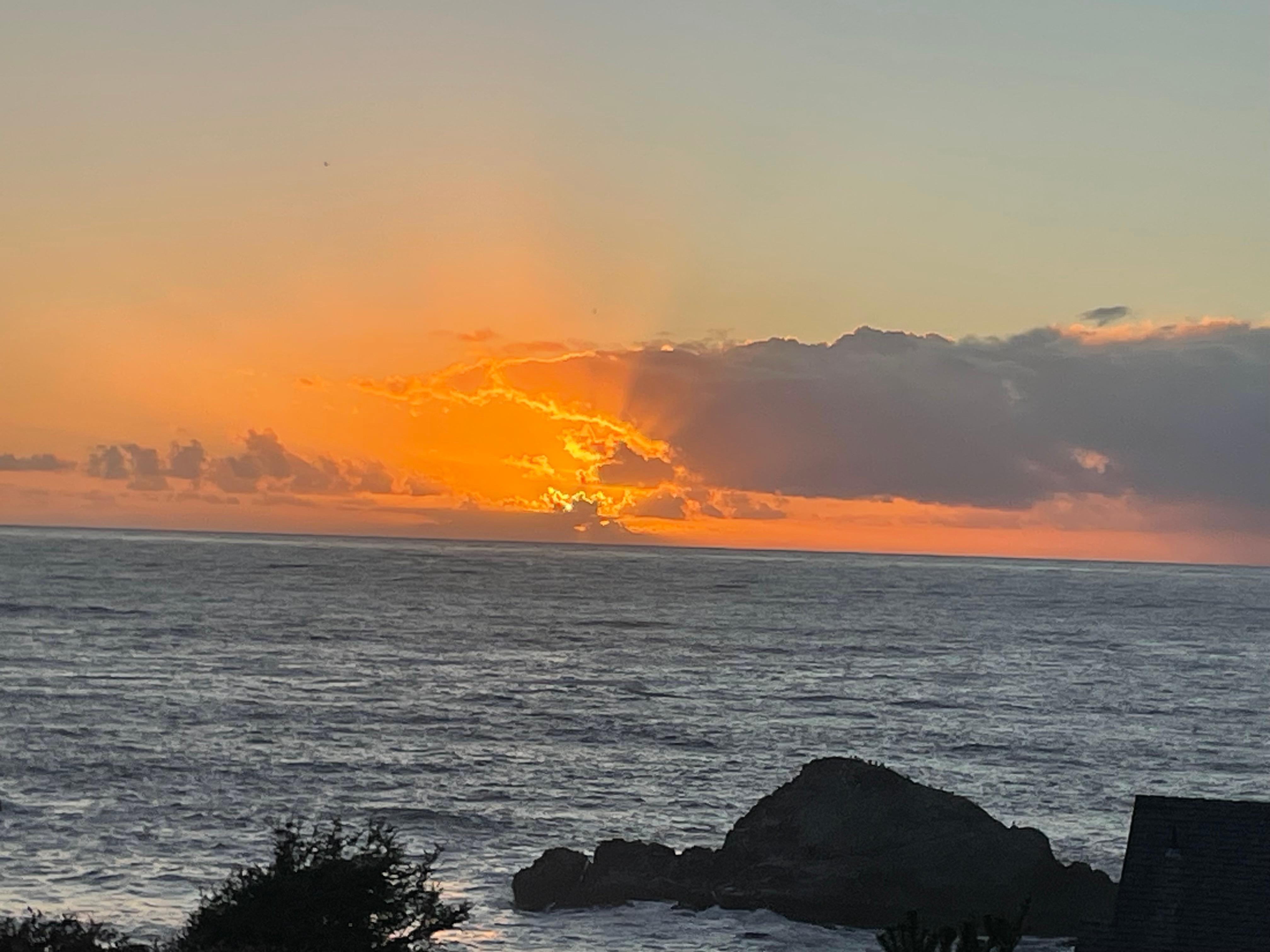 A late October sunset view from the living room 