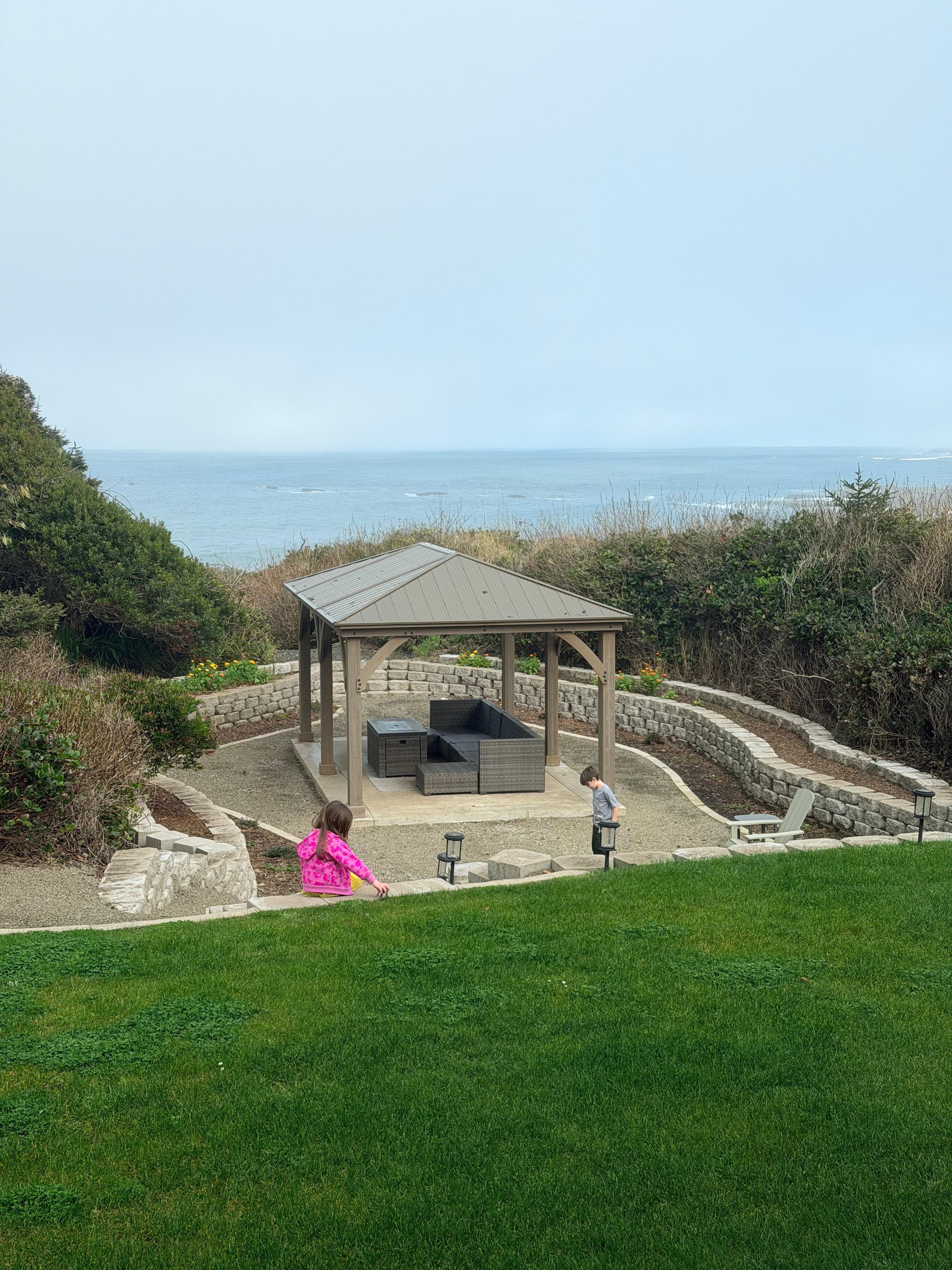2 of our kiddos enjoying the beautiful outdoor gazebo area!