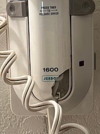 Good thing we bring our own hair dryer, because this one had been broken.