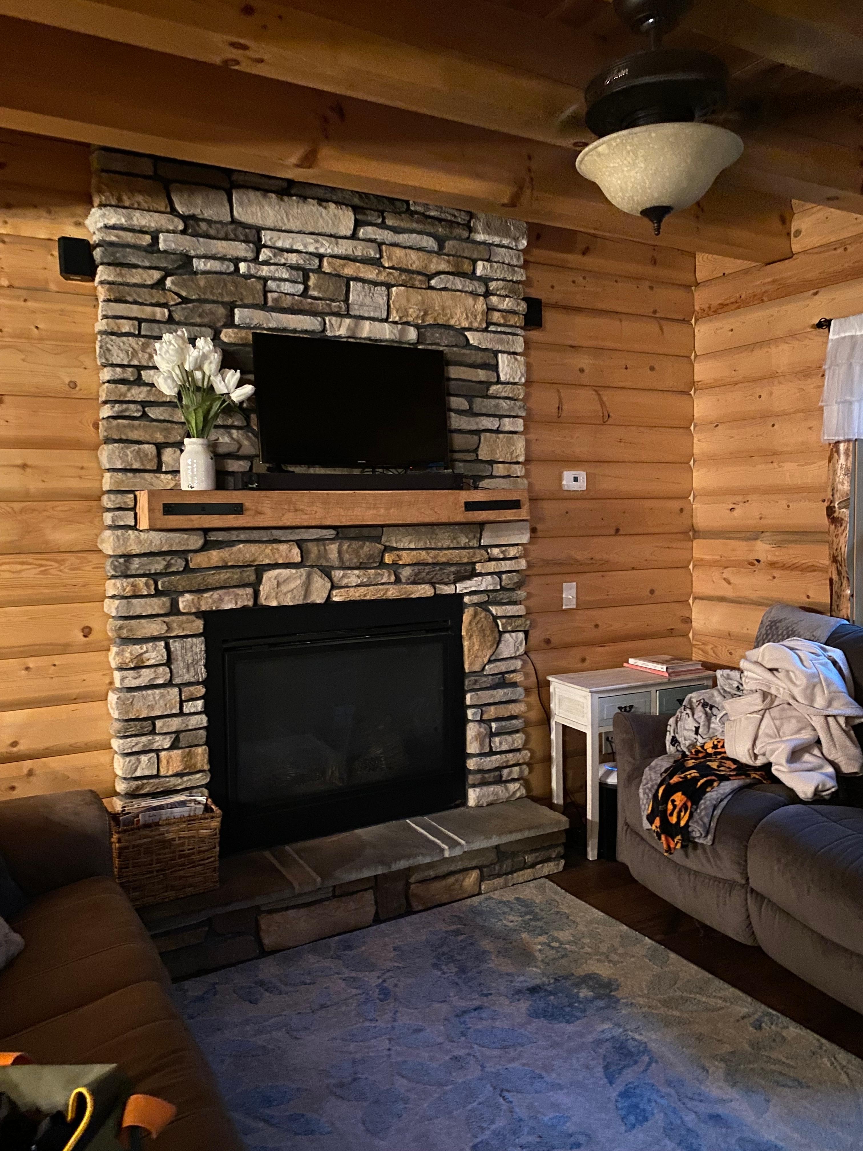 Watched spooky movies at night by the fireplace 