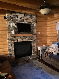 Watched spooky movies at night by the fireplace