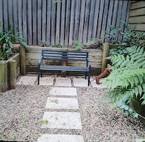 Bailey sniffing out his overnight stay in the picturesque courtyard.