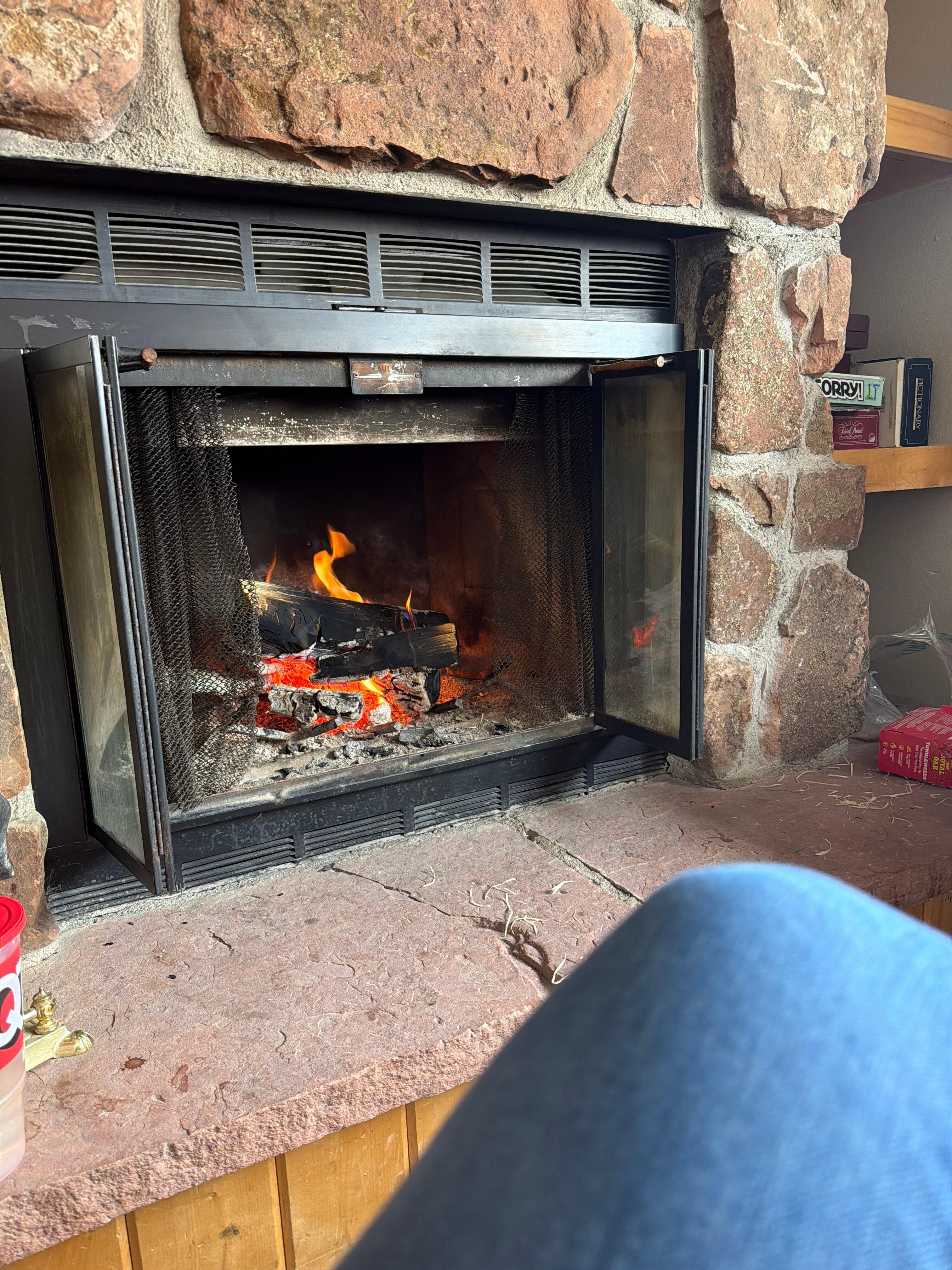 Fireplace was a huge plus for us at the cabin!