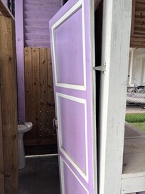 Door off the hinges for outdoor bathroom