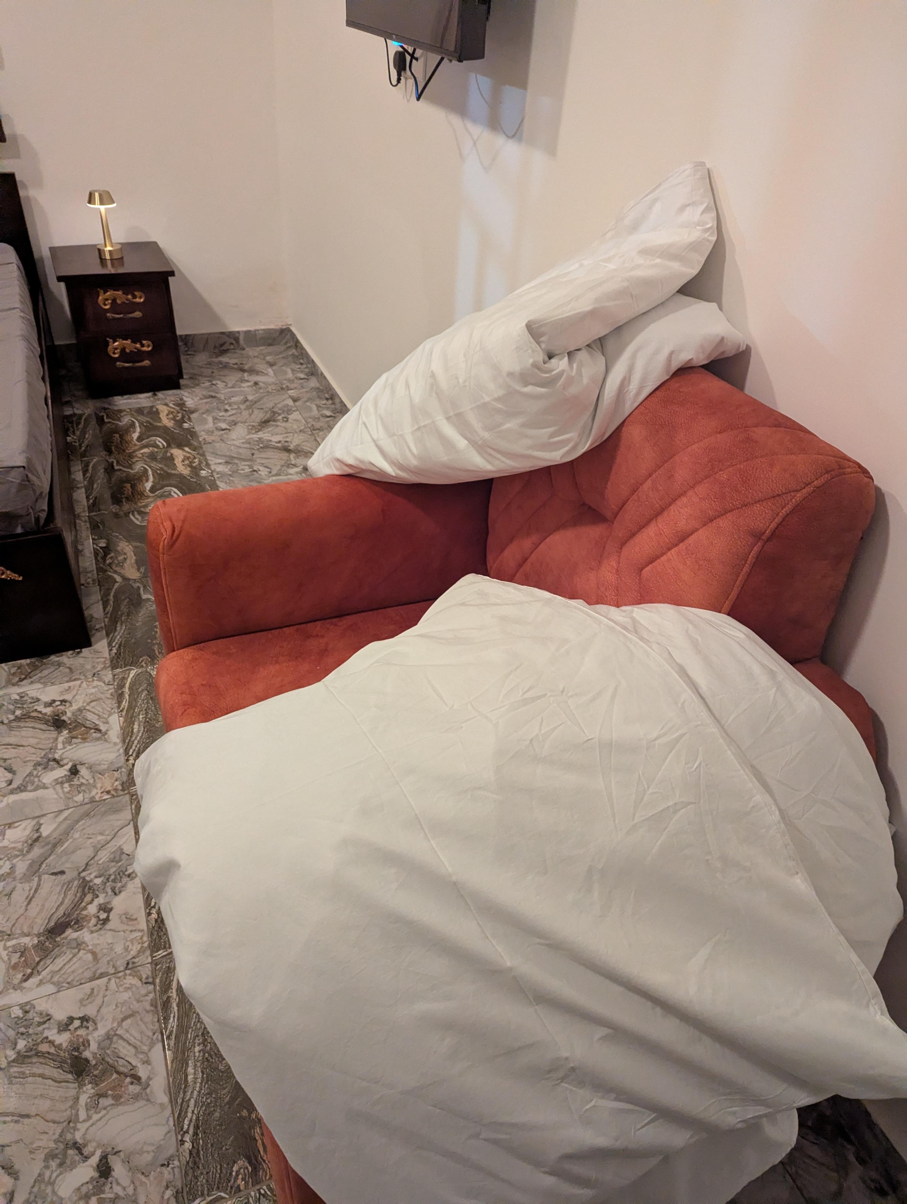 Sheets that were took off bed to spray 