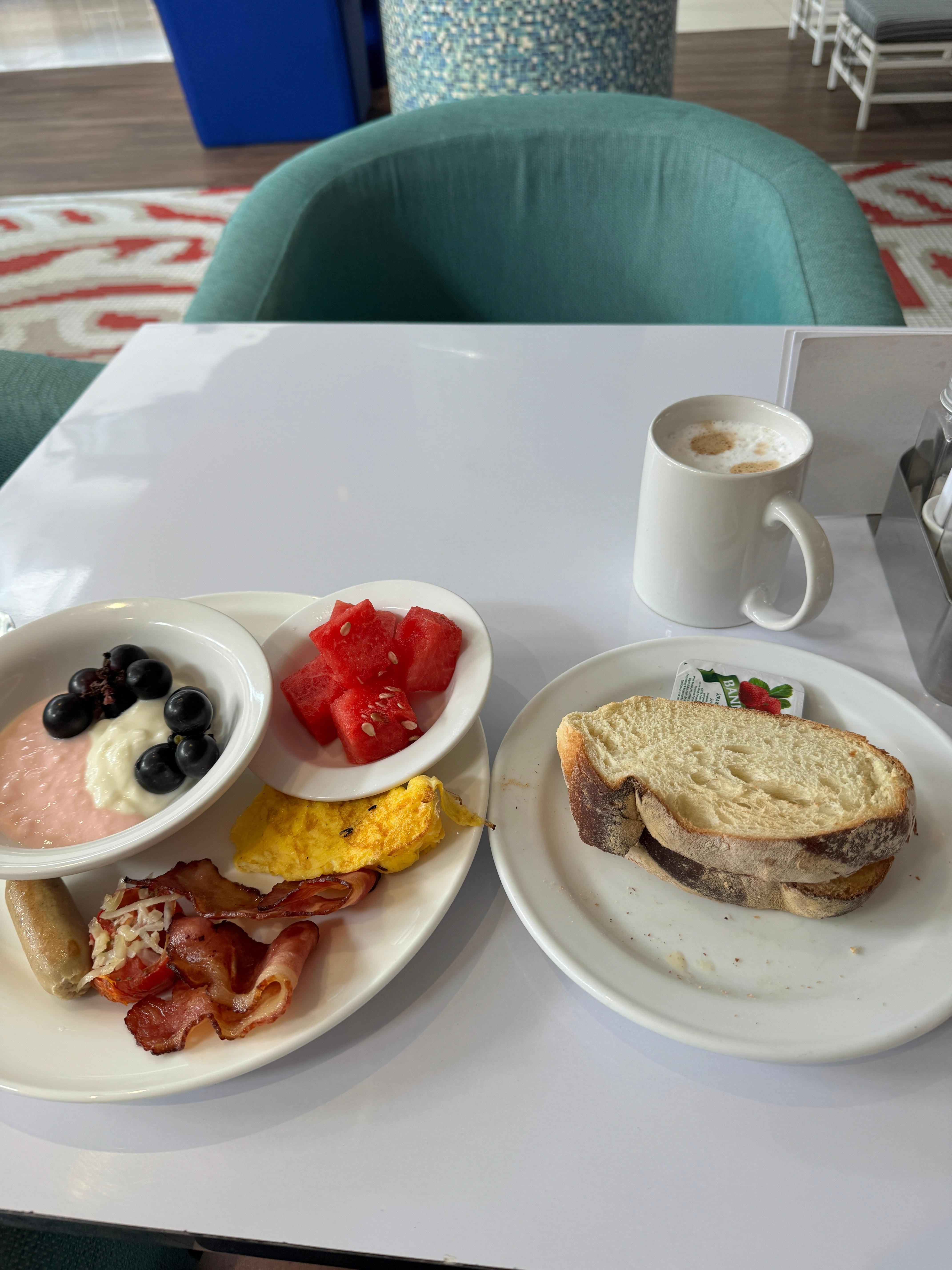 Some of the breakfast options. Mixture of juices, teas, and espresso machines for fresh brewed specialty coffees