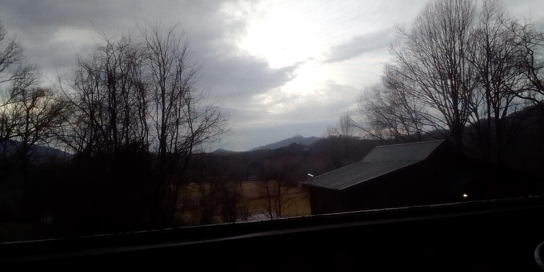 Looking out from front porch to the valley