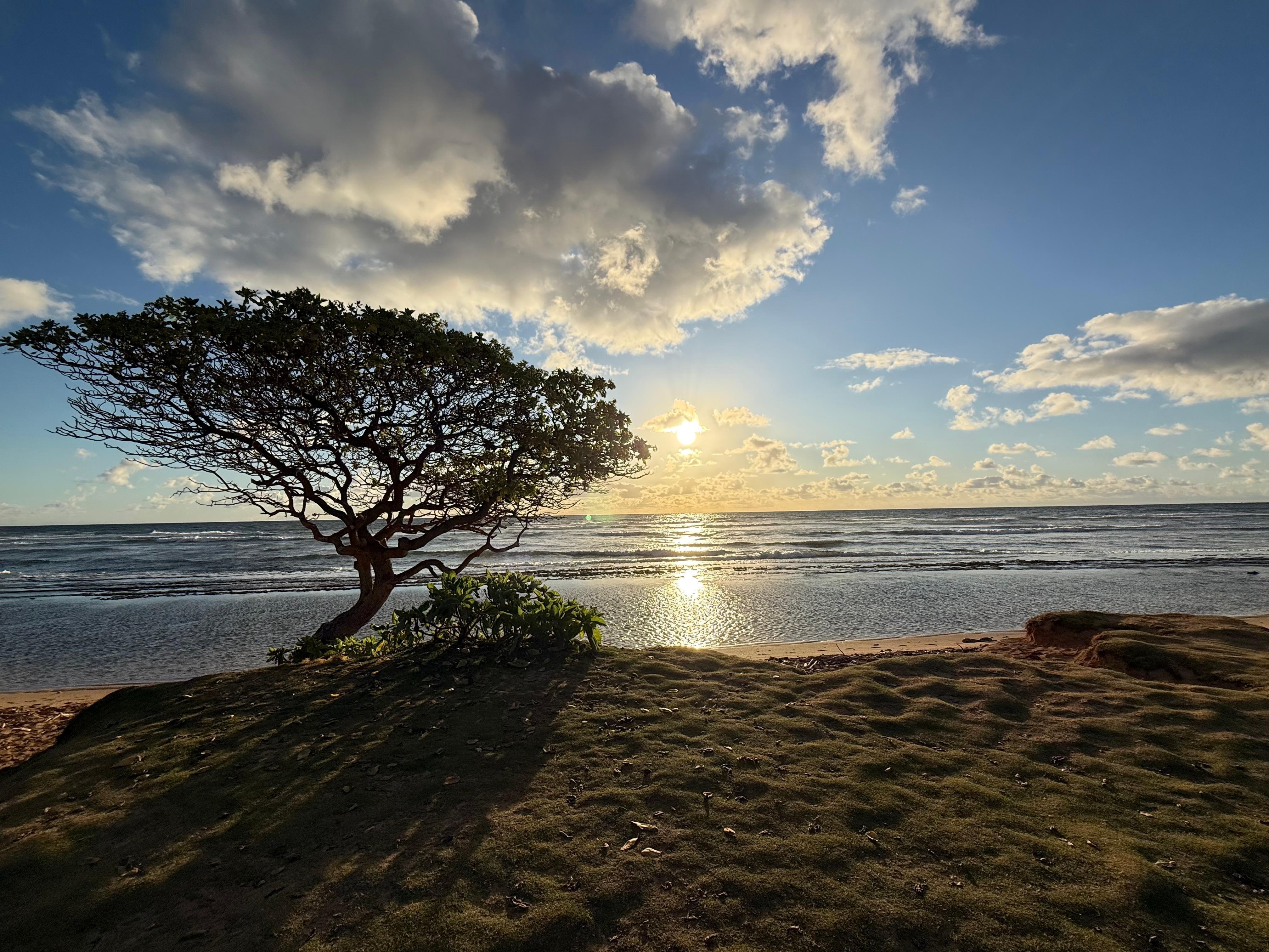 Sunrise from property at foot of beach.  Always empty, mainly accessible to hotel guests only.  Watch for high tide, beach disappears