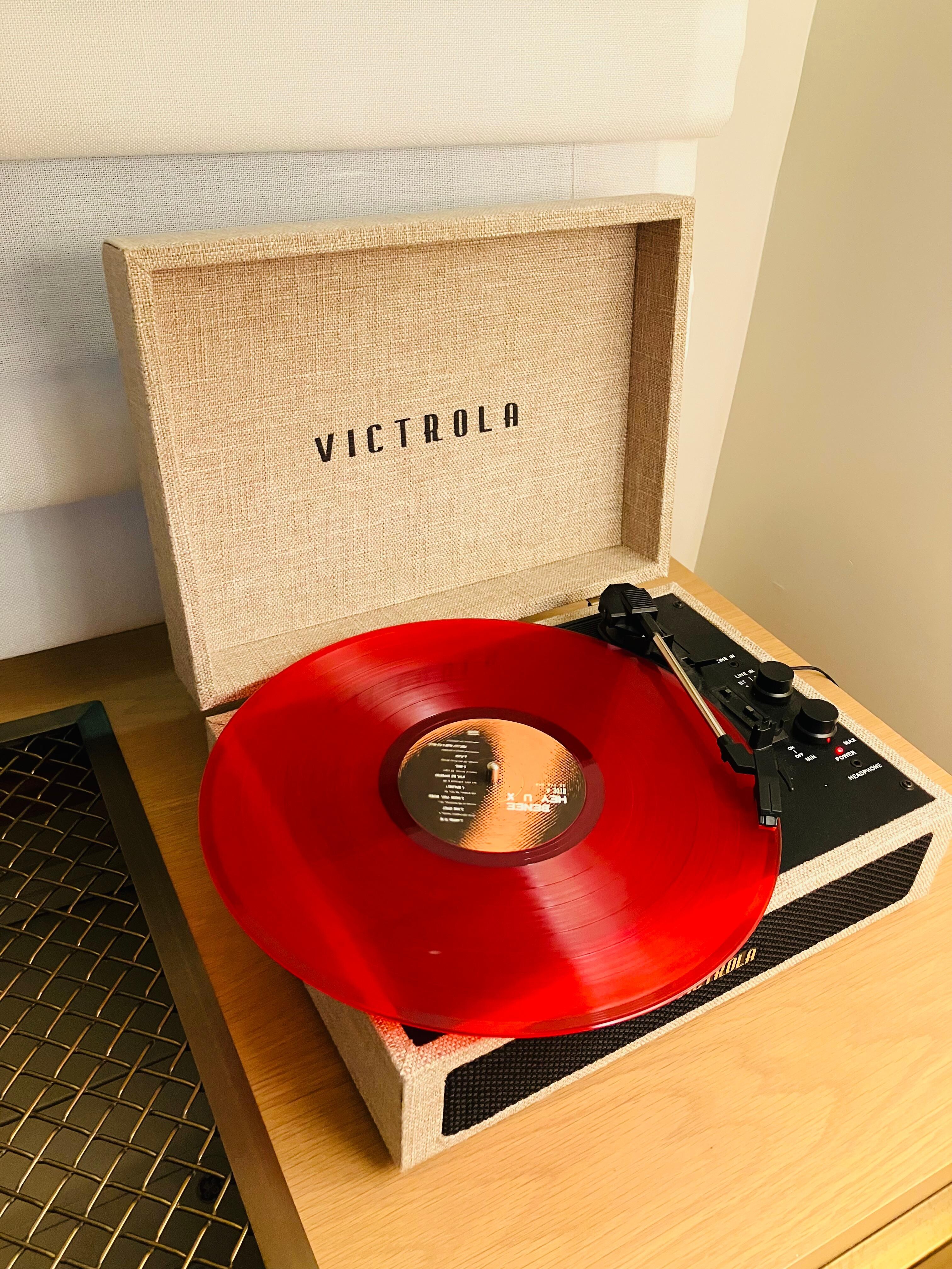 Every room has a Victrola with vinyl records to play. 