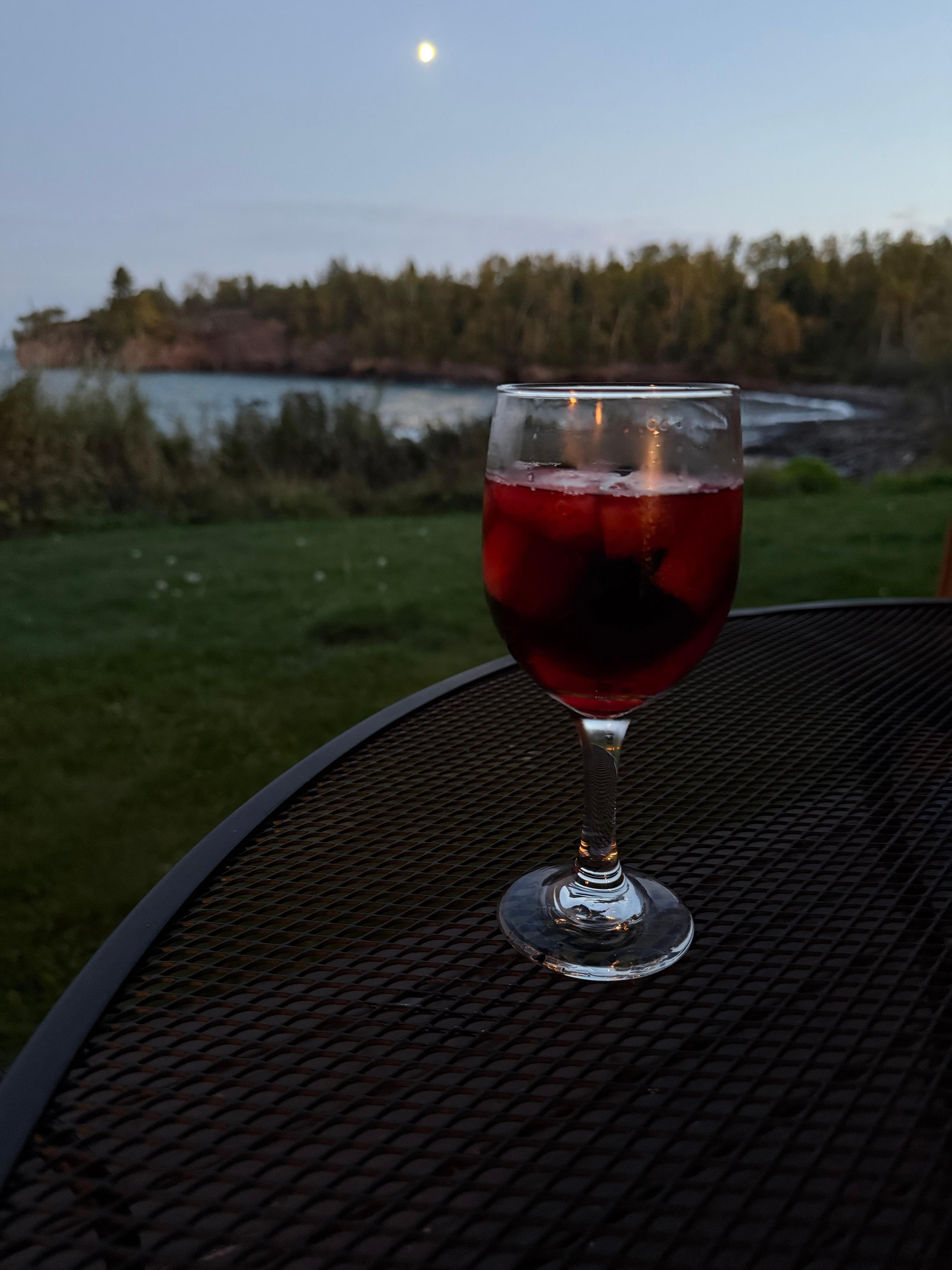 Beverages on the deck complete with view