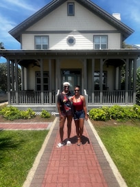 CEZ and Kim (Sisters) in front of the house.