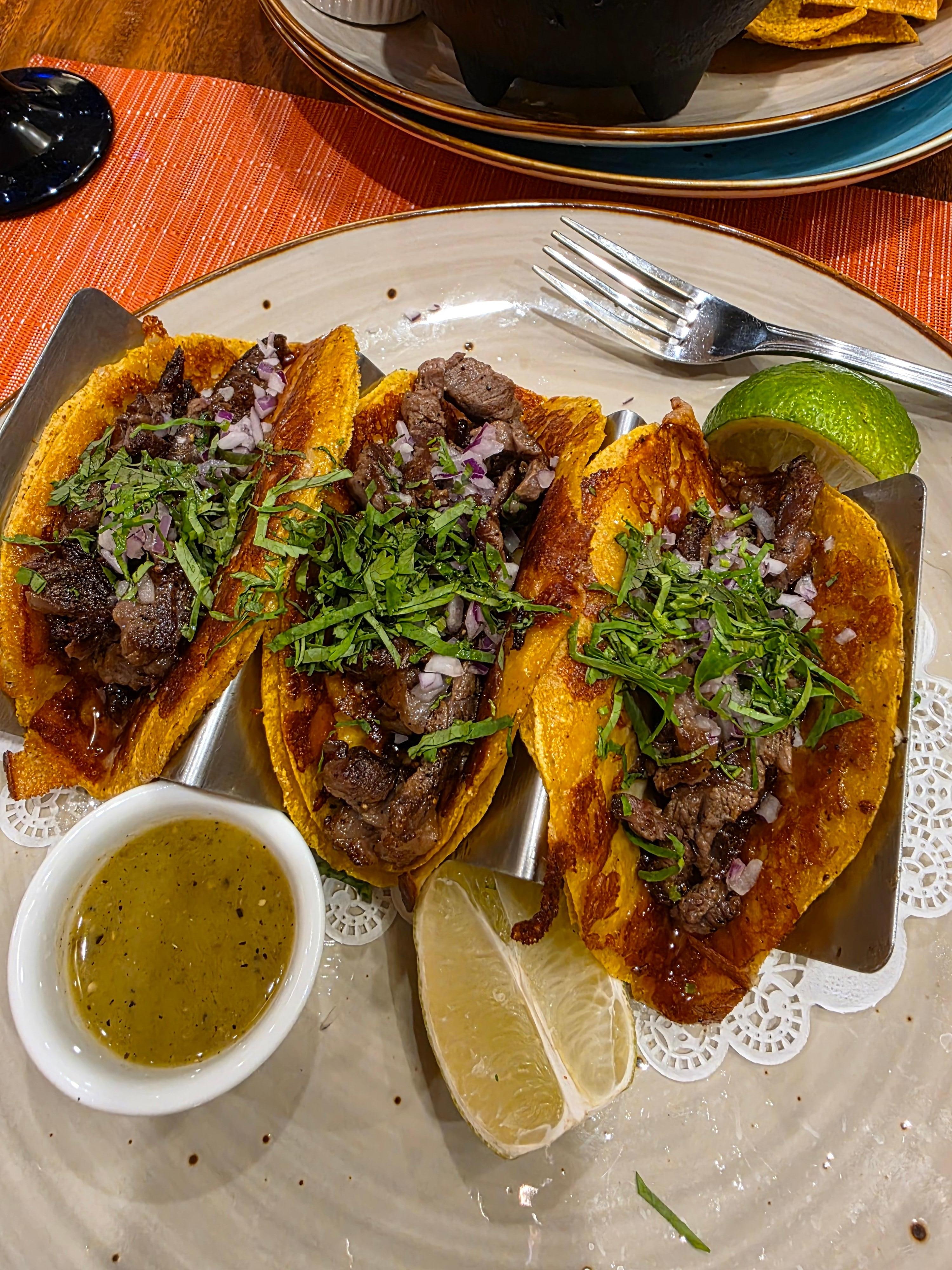 Ribeye tacos from the Mexican restaurant at resort