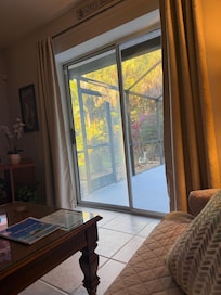 Looking out from the living room