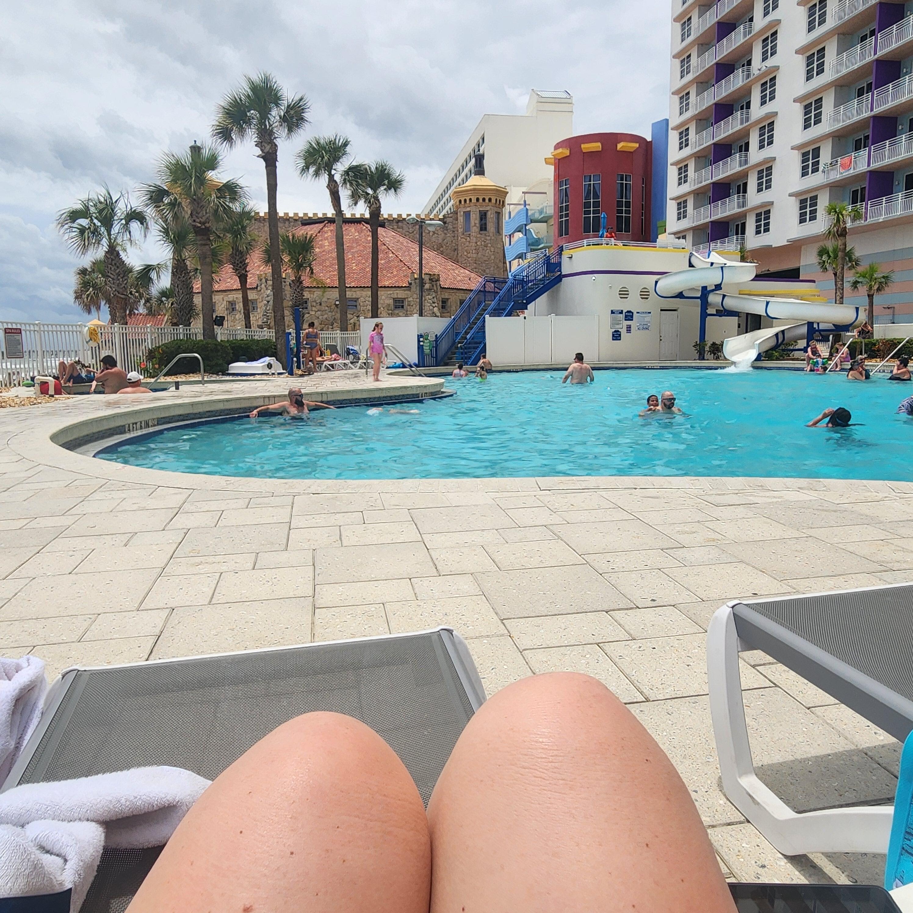 One of the two pools, this one with a slide monitored by lifeguard all day. 