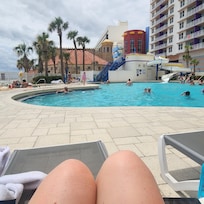 One of the two pools, this one with a slide monitored by lifeguard all day.