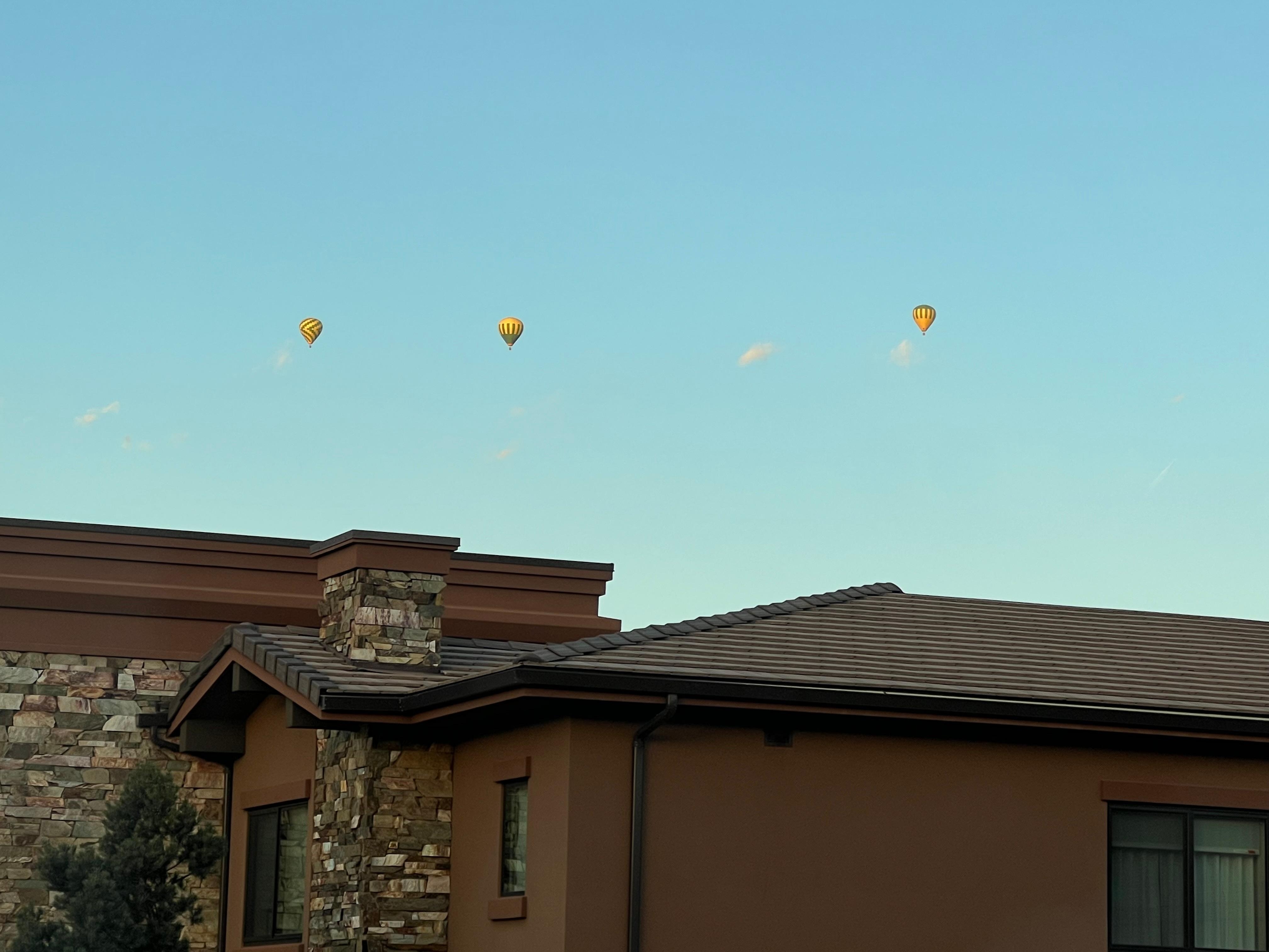 Hot air balloons on our last morning as seen from our room.