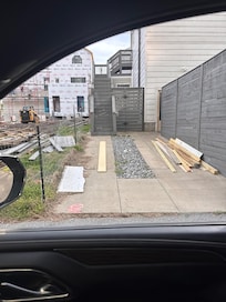 Construction debris in driveway.