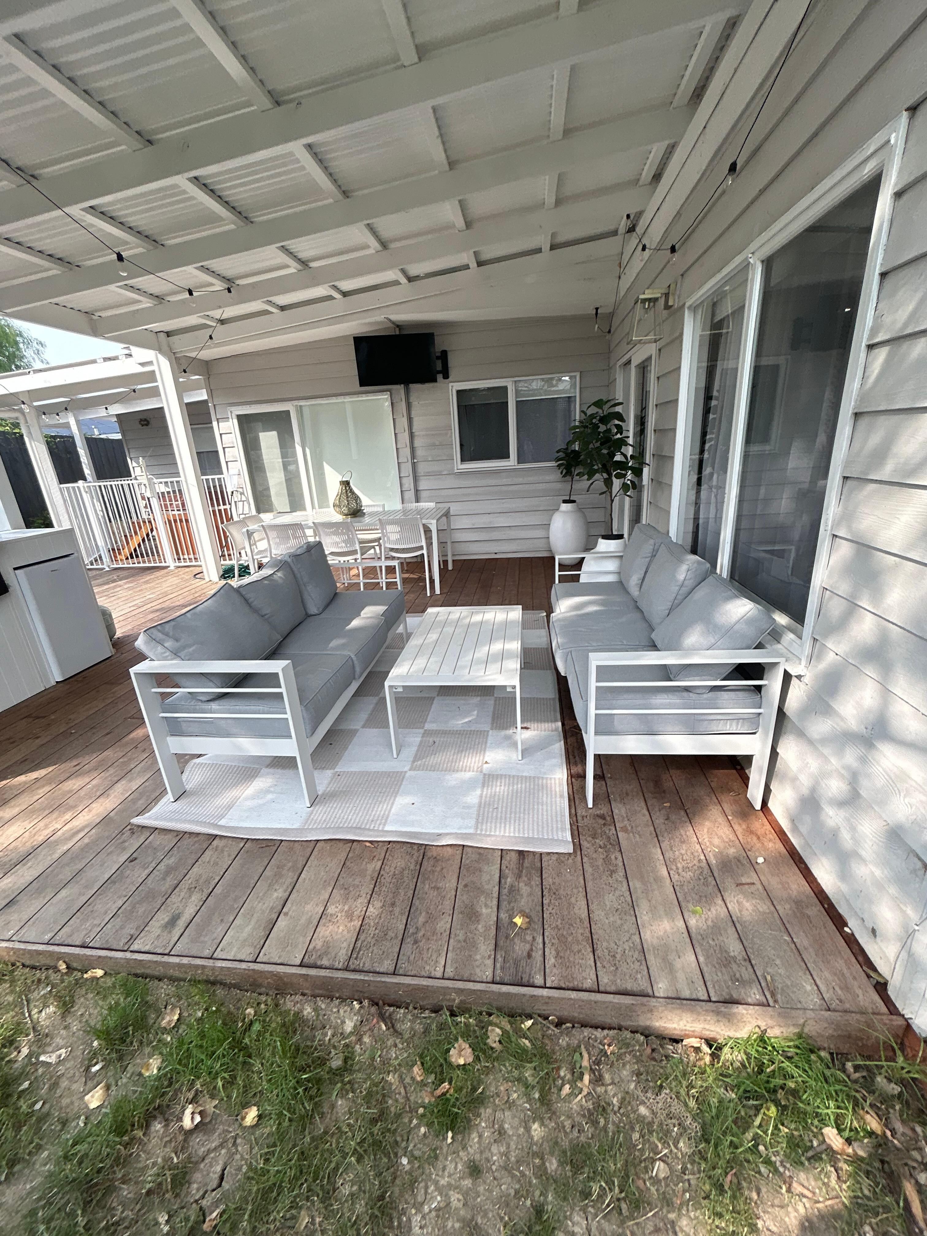 Outdoor covered seatings and bbq