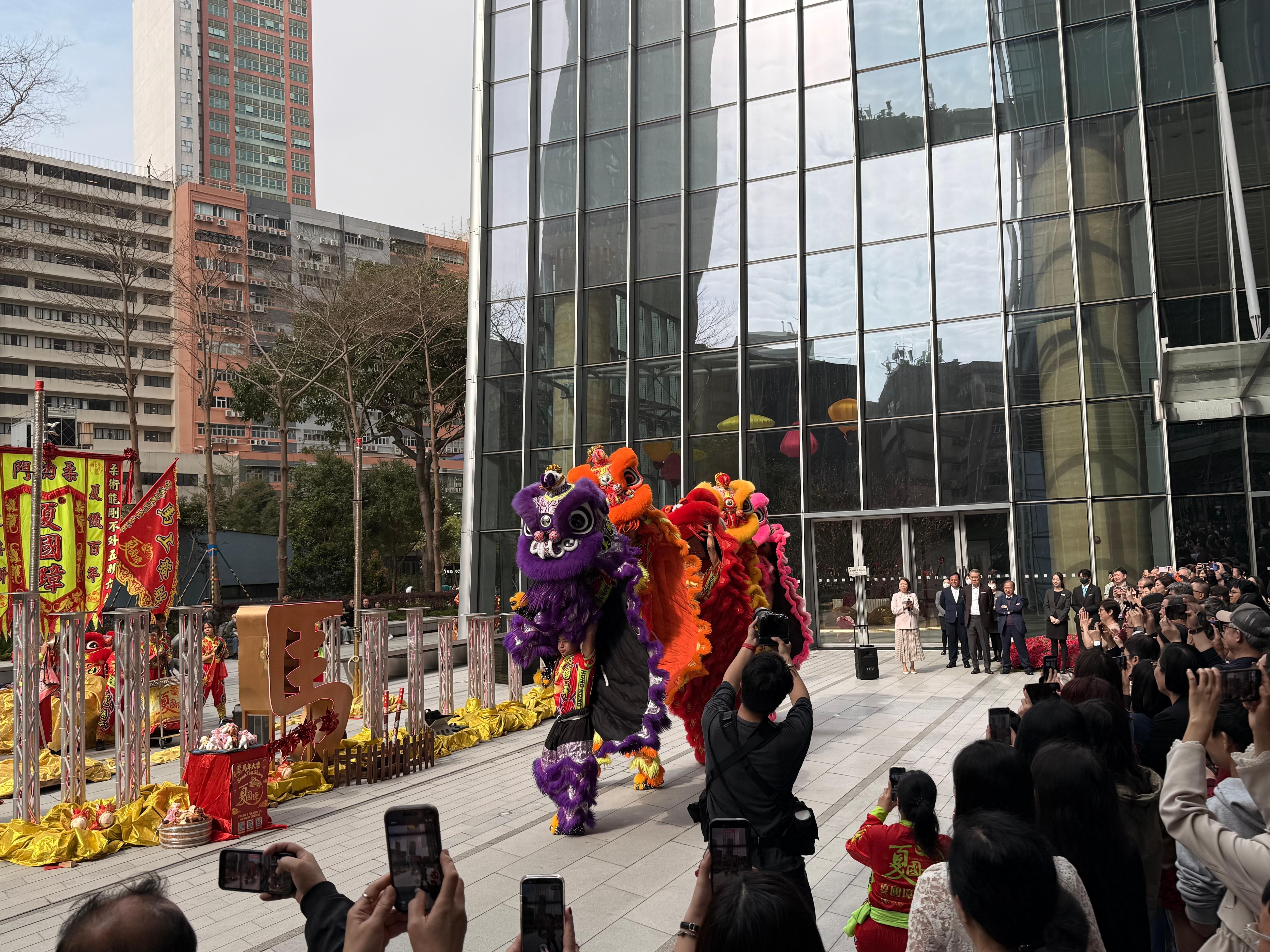 Dragon dance across the street from the hotel