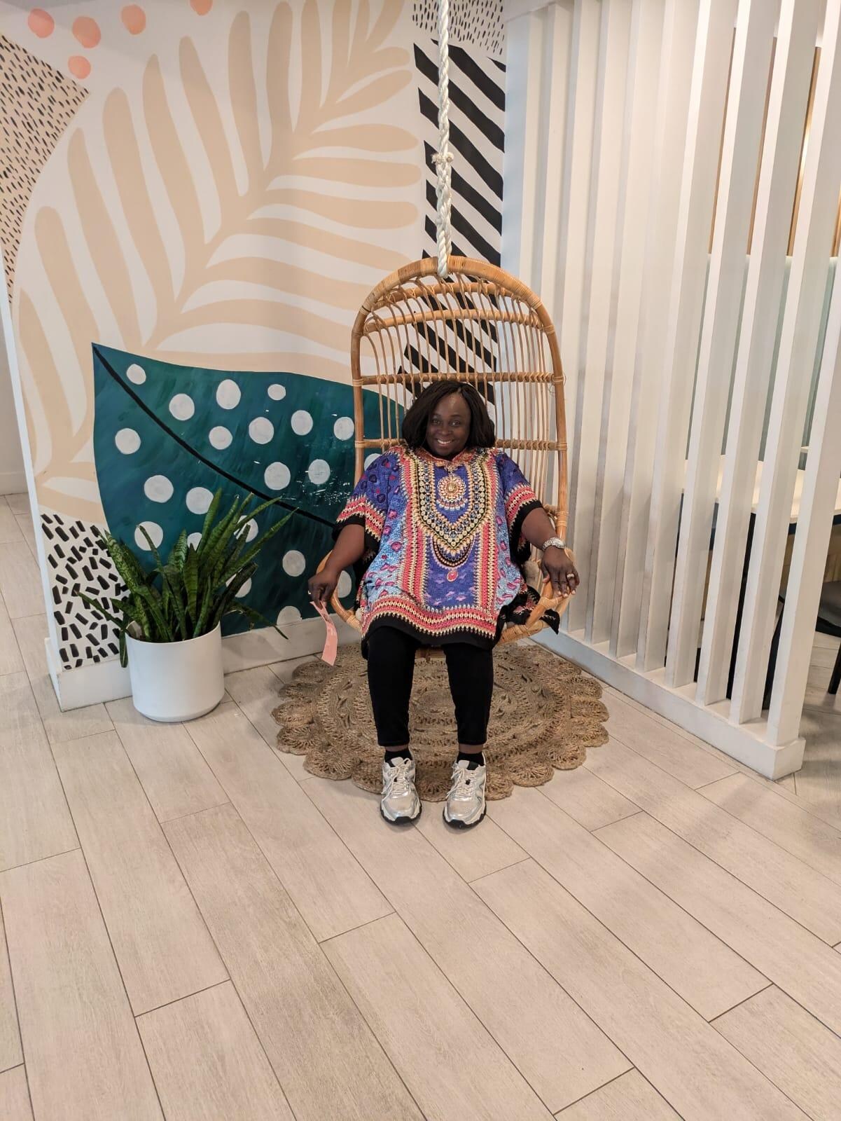 Hanging out in the lobby at the Hampton 