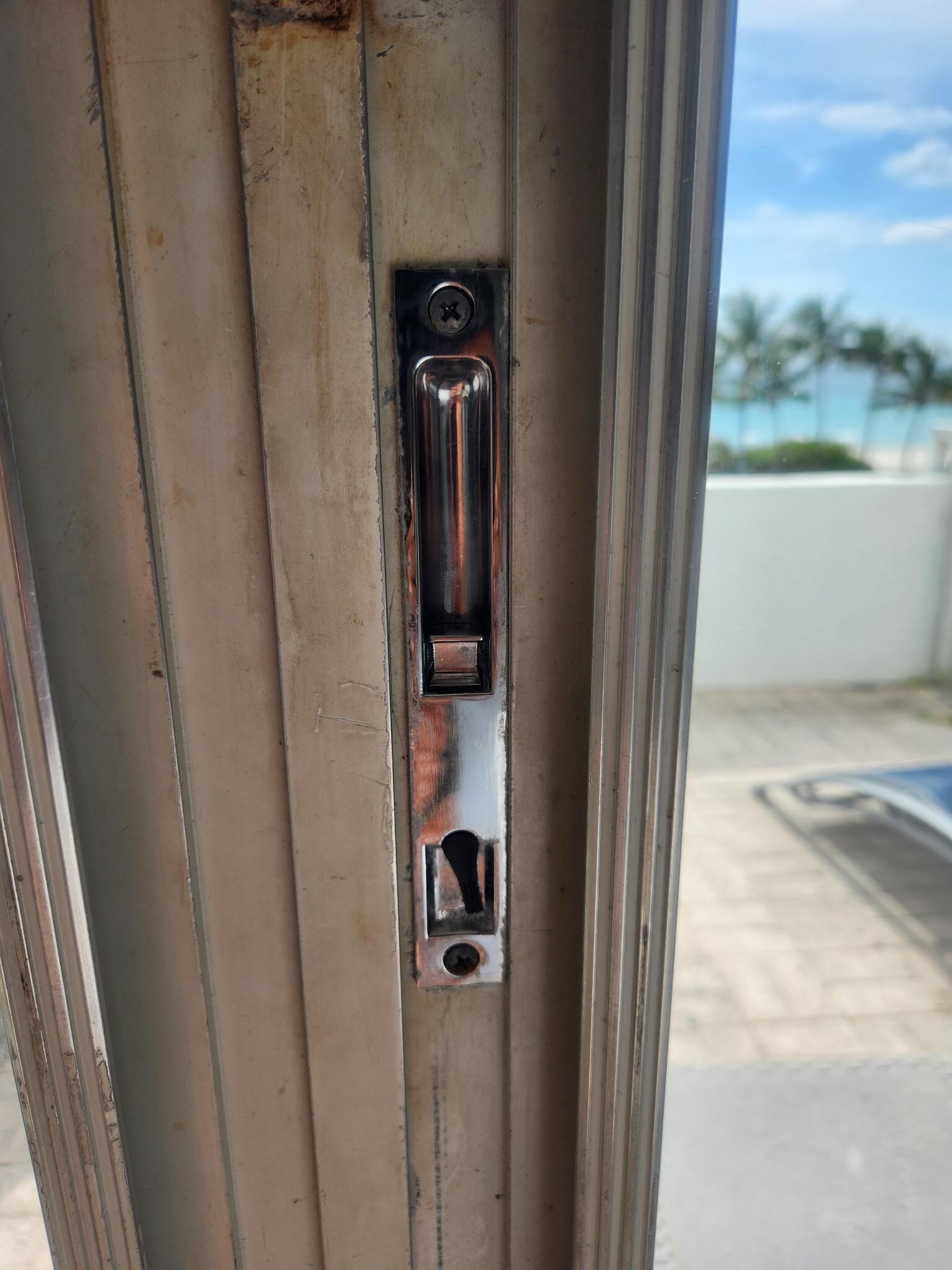 The locks were broken and wouldn't lock. The front desk person who checked us in said none of the patio sliding doors locked.