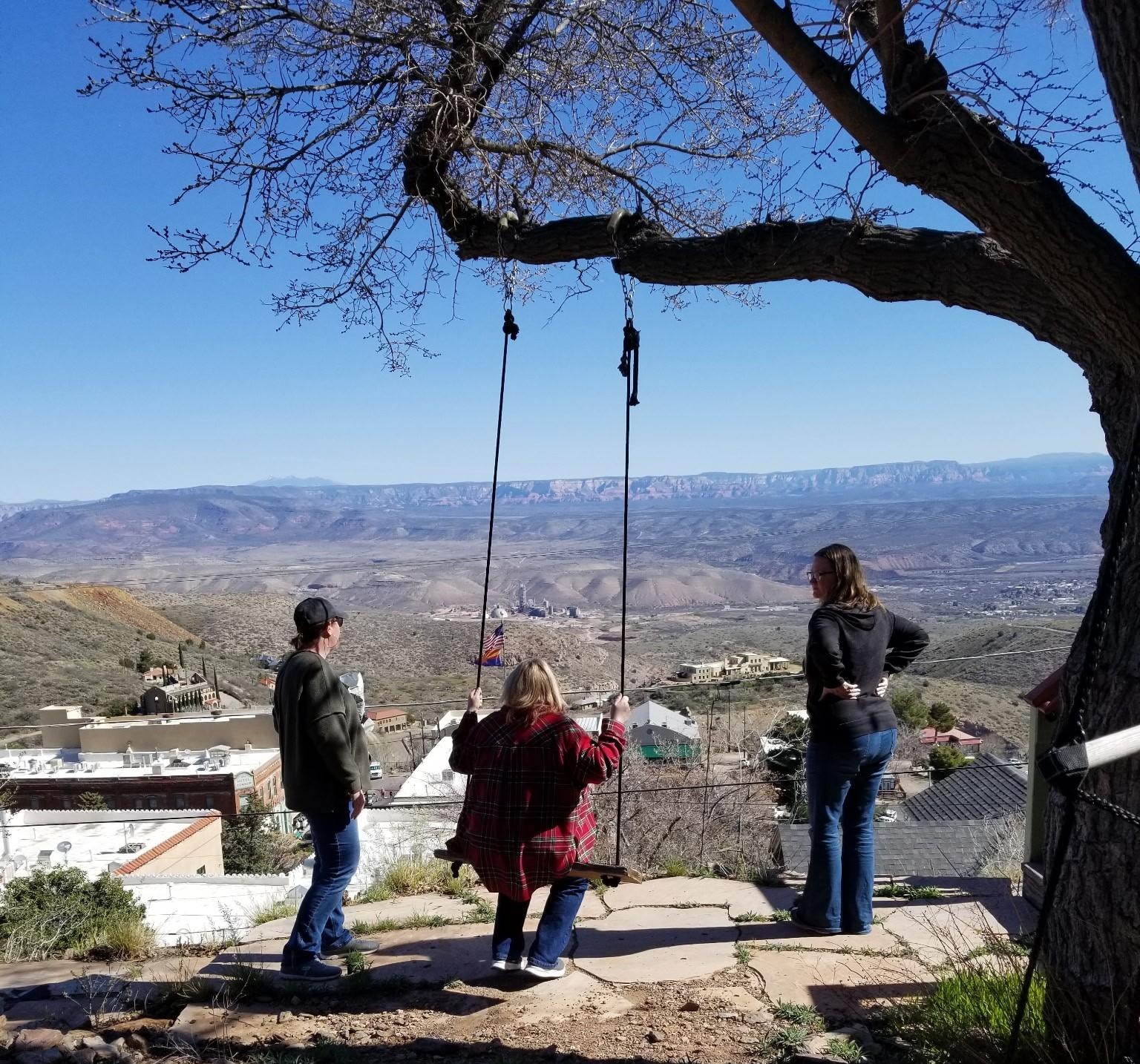 Enjoying the view while a friend watched away from the edge