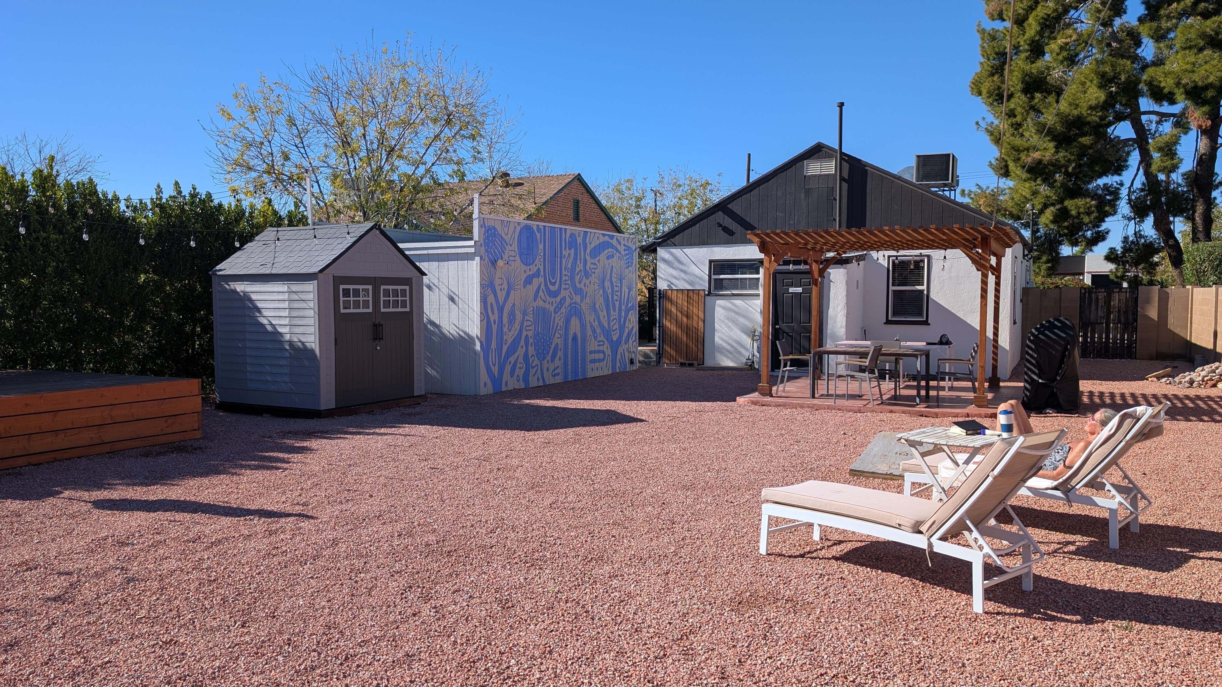 In the backyard enjoying the beautiful Arizona sun.