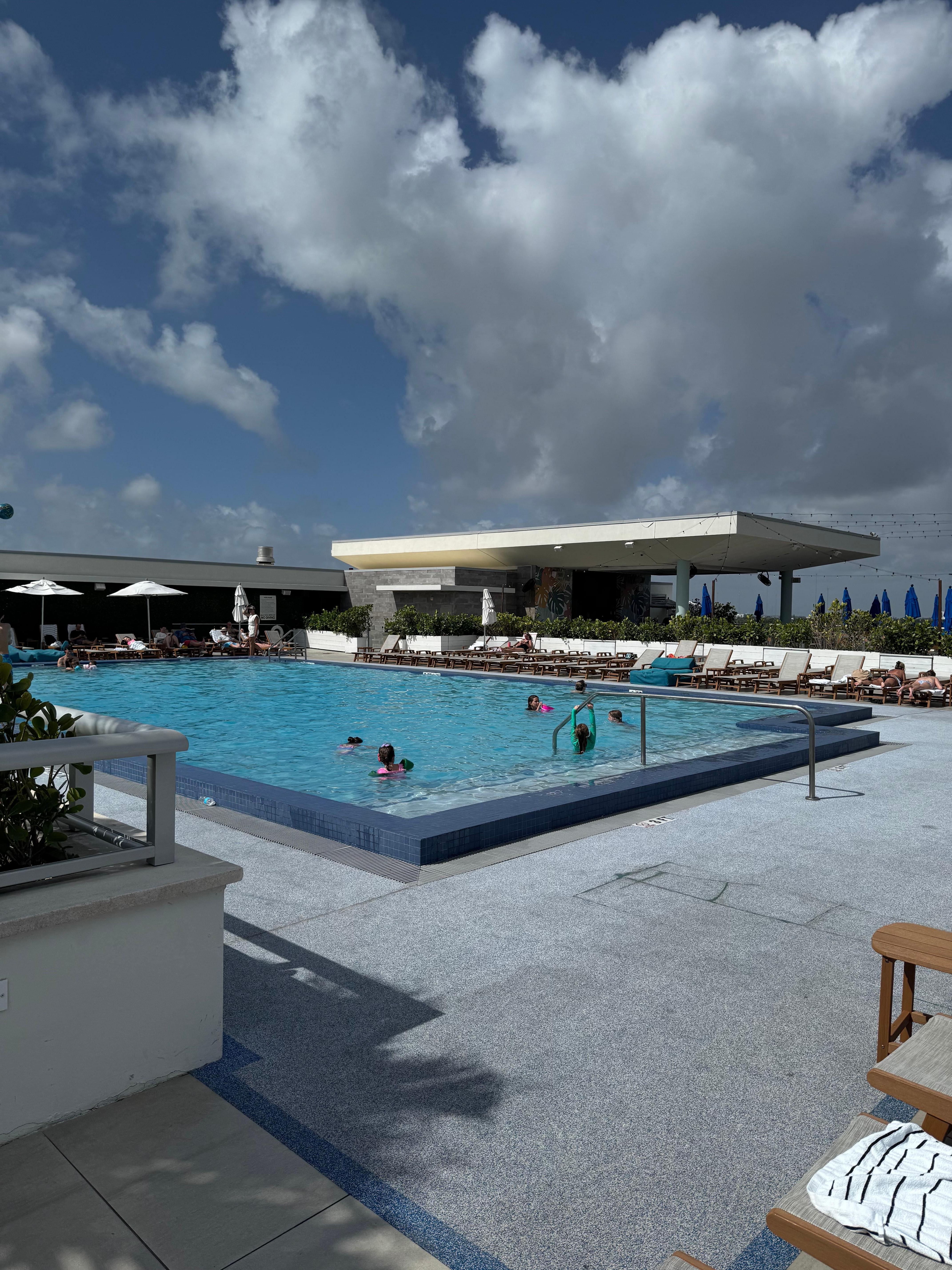 Pool at 9am before the families arrive