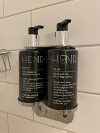 Humor on the soap in the shower with song suggestions ;-)