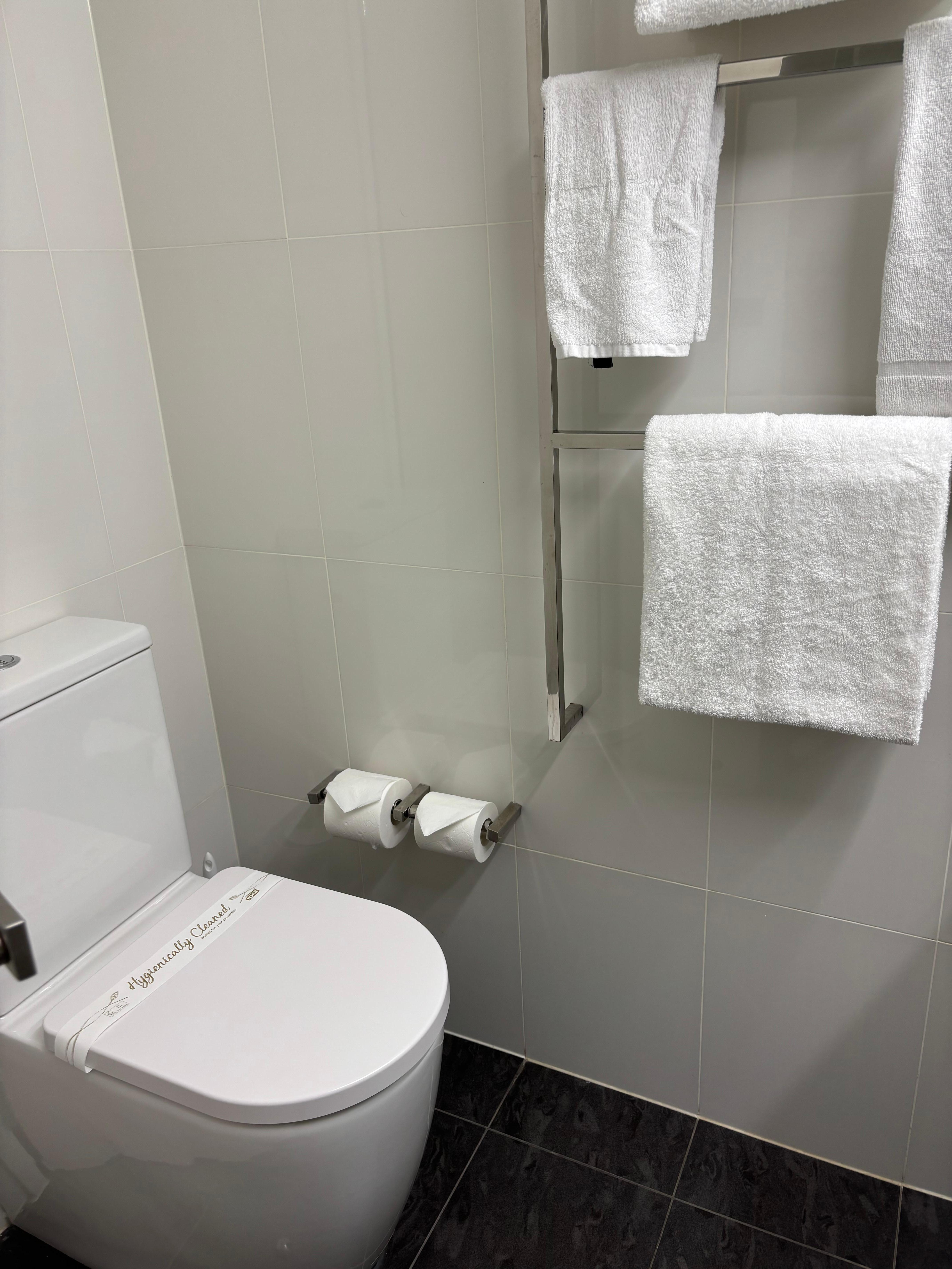 Lovely toiletries etc just dated cabinets. 