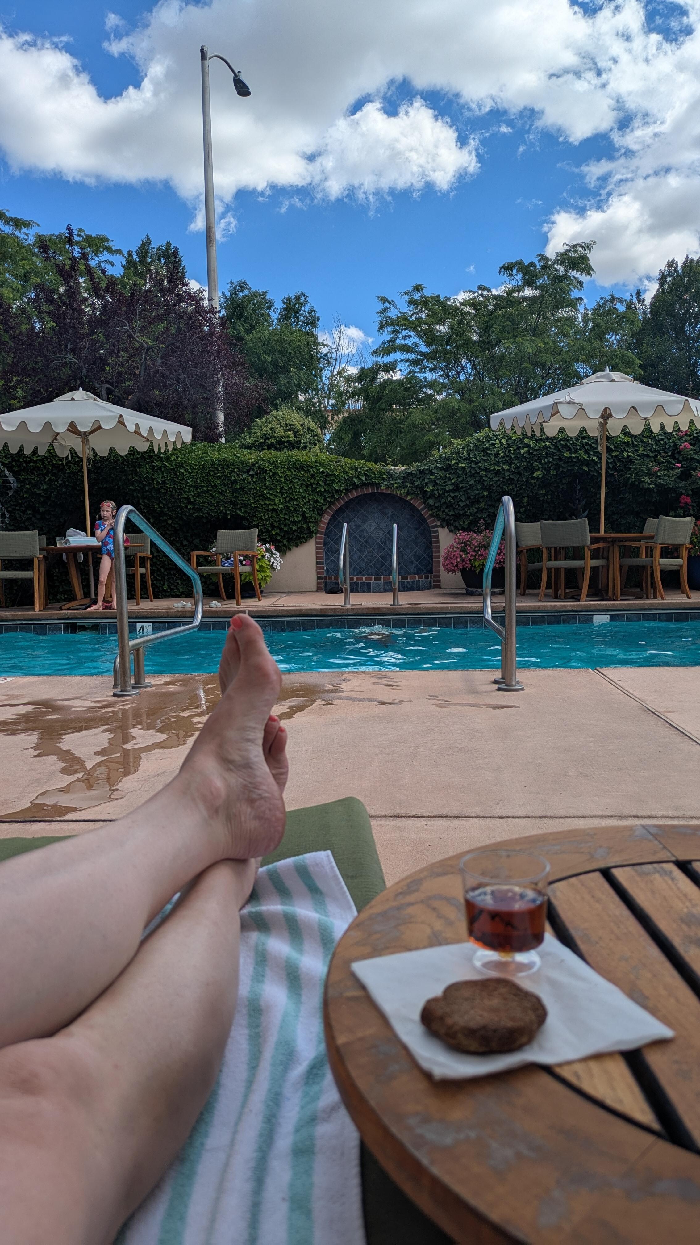 Take your sherry and biscochitos by the pool for 4:00 "tea". 