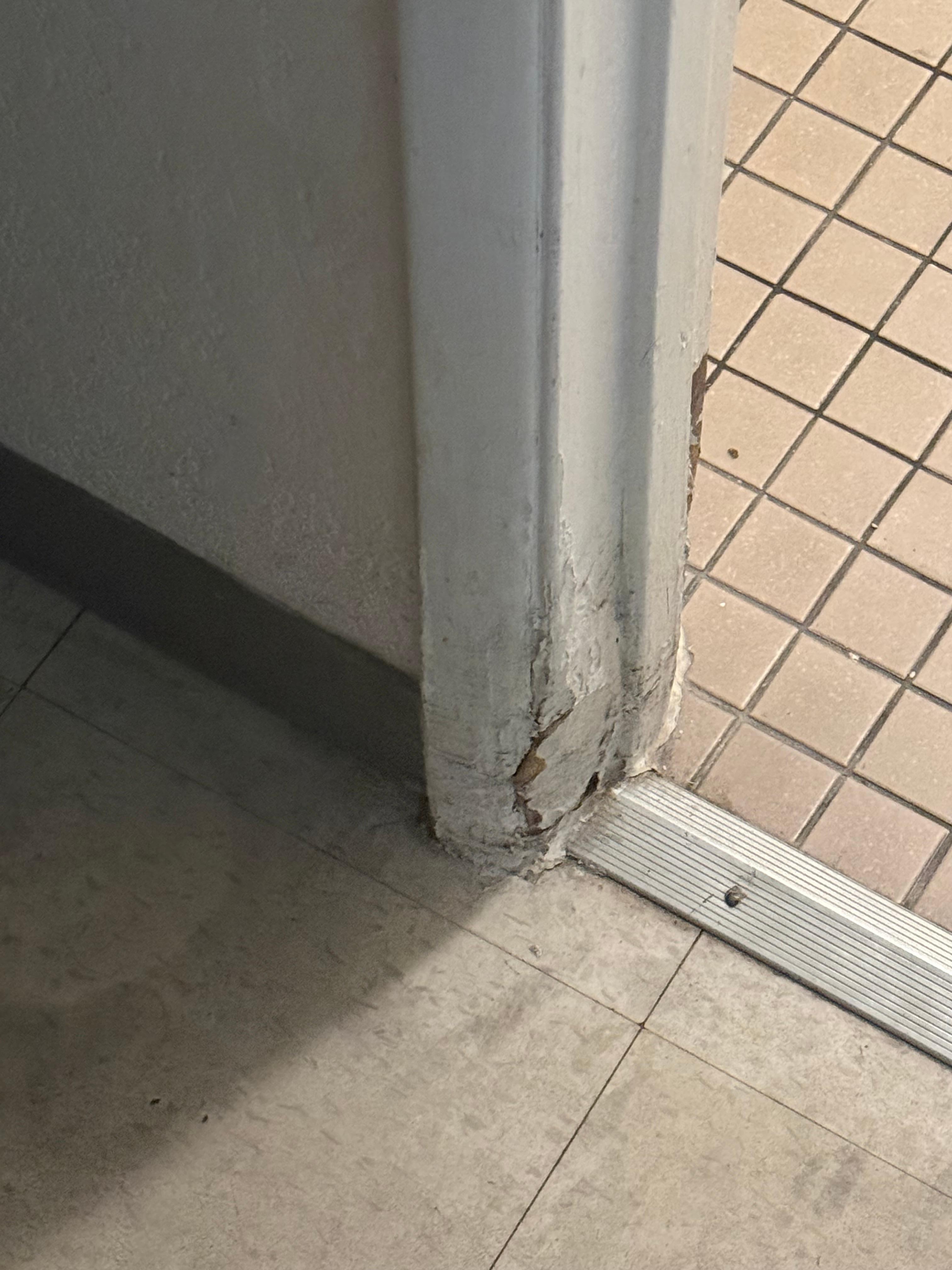 Damaged door frame