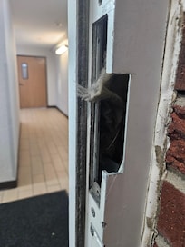Entry at side of hotel where you should need a key card to get in, but anyone has access.
