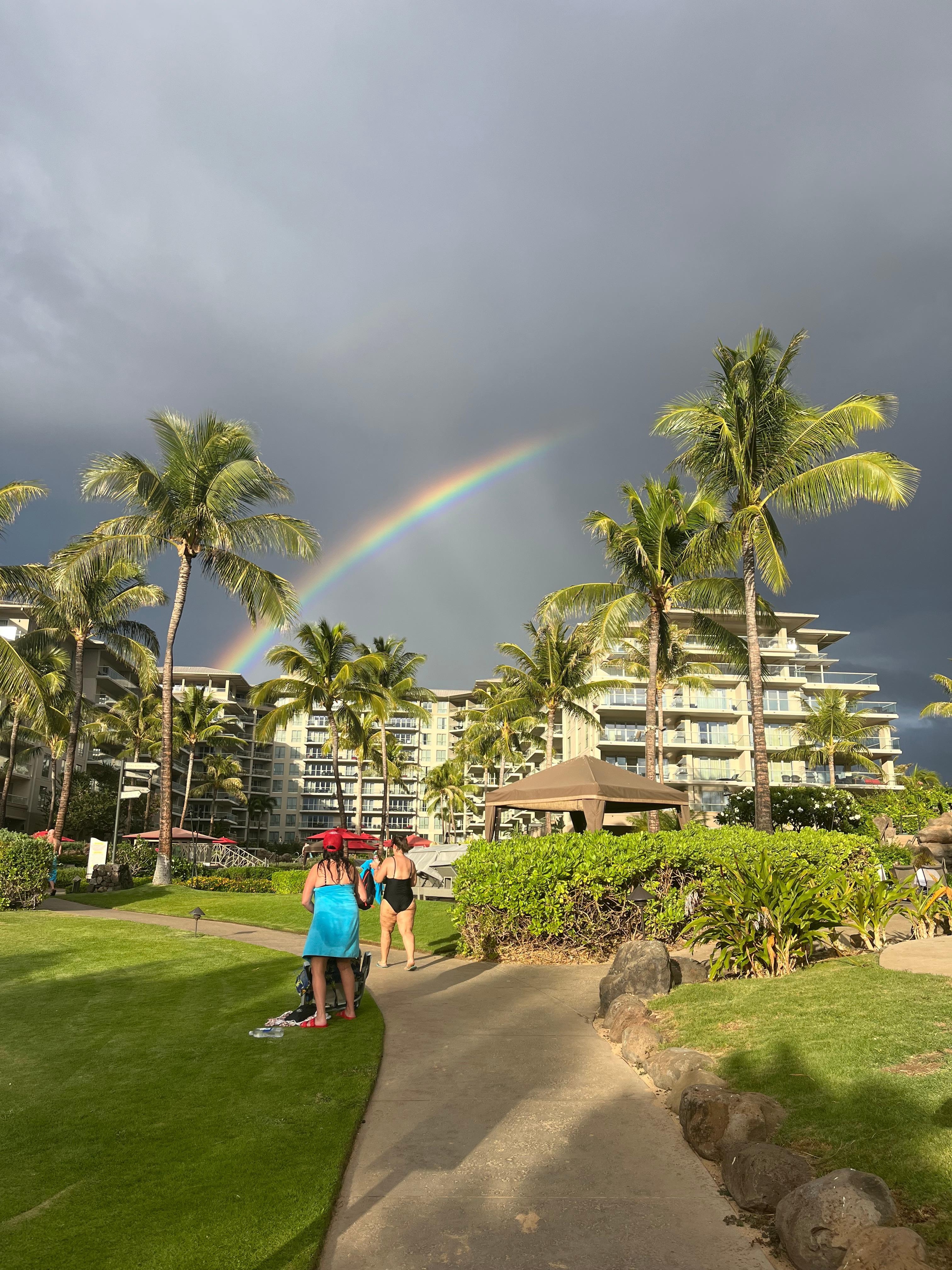 Afternoon rainbow over the resort.
