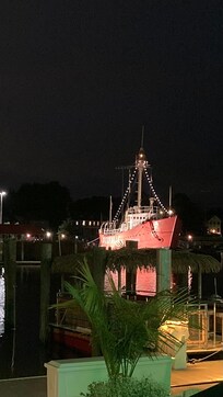 Lightship Overfalls from outdoor dining area of Irish Eyes restaurant.