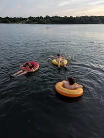 Swimming in the pond!