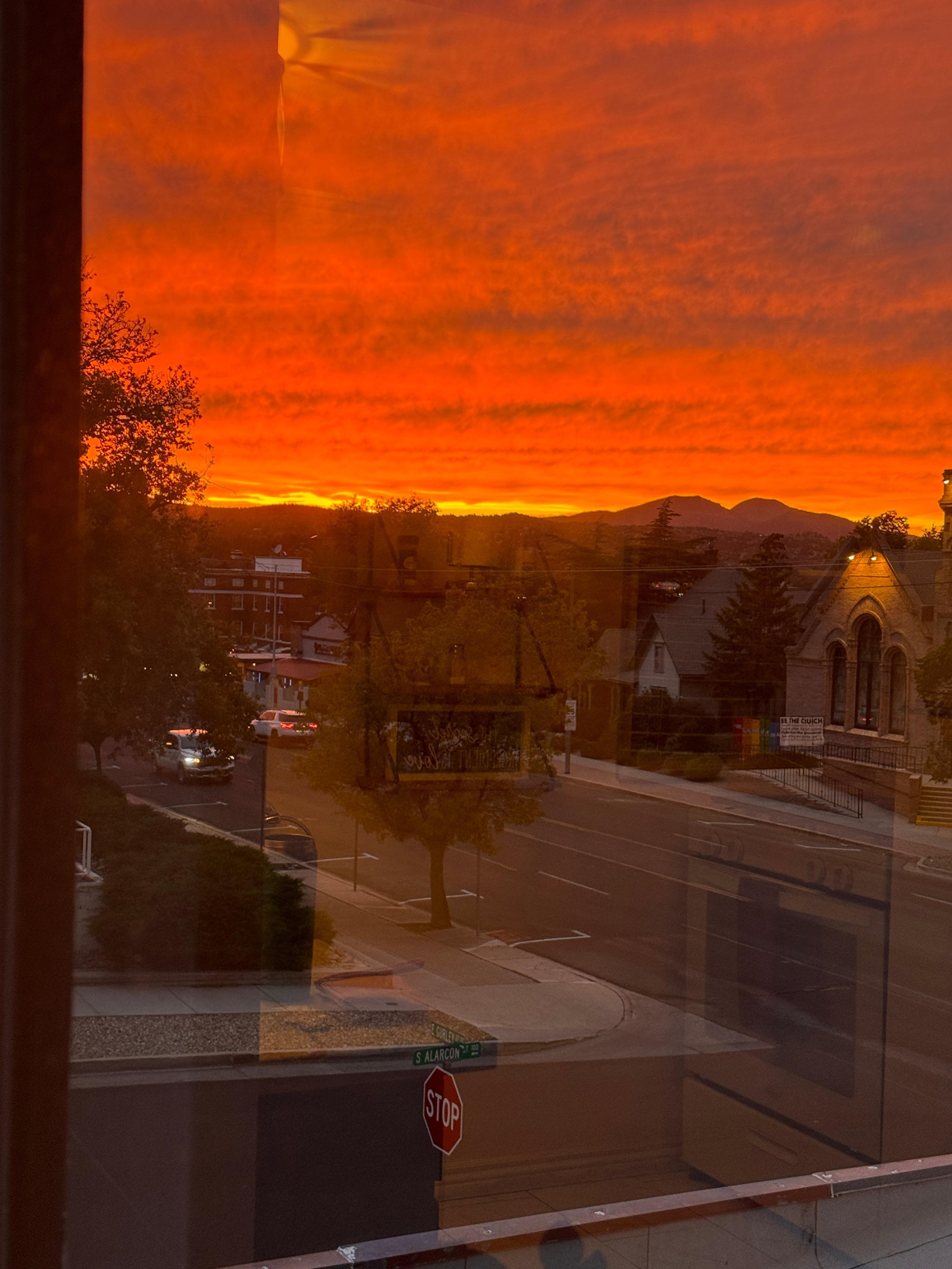 Sunset view from the kitchen.