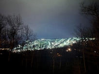Night time view of the slopes from the deck.