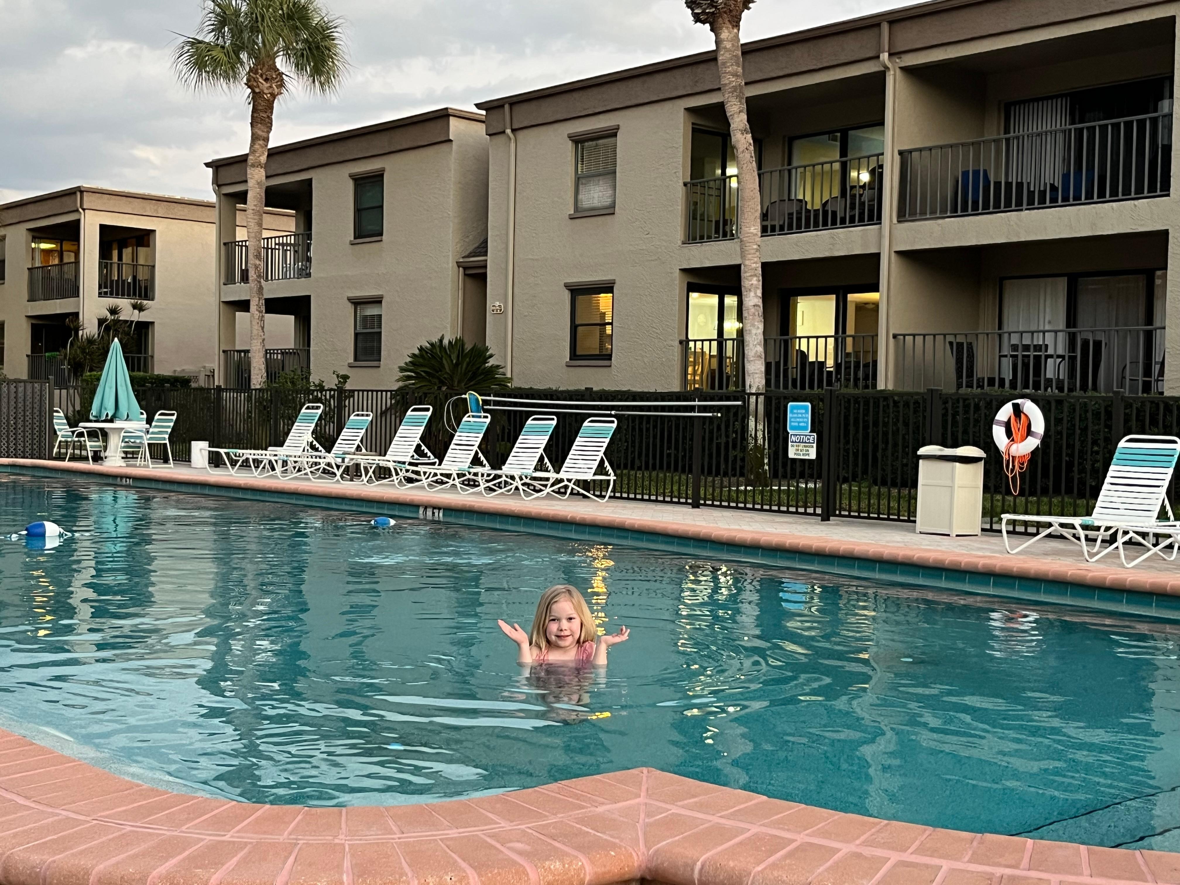 Pool just before dusk-they lock it up at dusk. 