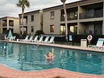 Pool just before dusk-they lock it up at dusk.